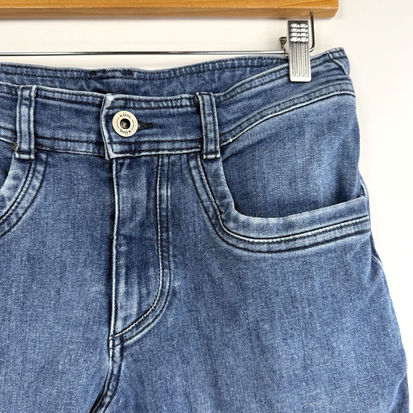 Denime Kuhl Klassic Jeans Mens 30x30 Blue Denim Stretch Hiking Casual Regular Straight 5-Pocket Zipper Fly Mid Rise Jeans Size US 30 / EU 46 - 4 Thumbnail