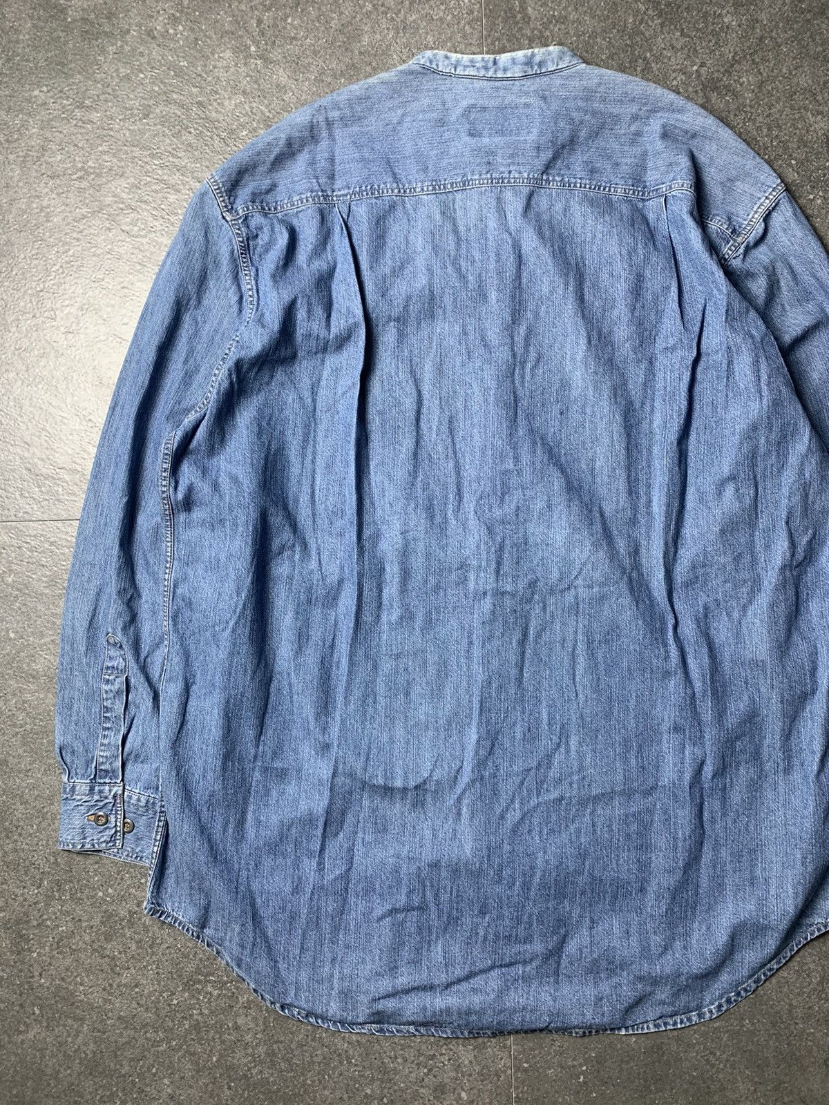 Giorgio Armani 1990s Armani Jeans Collarless Blue Jeans Shirt Size US L / EU 52-54 / 3 - 7 Thumbnail