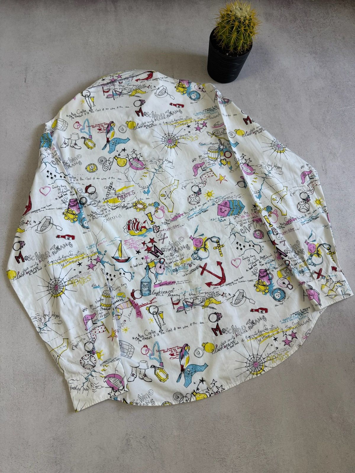 Moschino Moschino Jeans Vintage 90's RARE Captains Map Shirt Size XL Size US XL / EU 56 / 4 - 9 Thumbnail