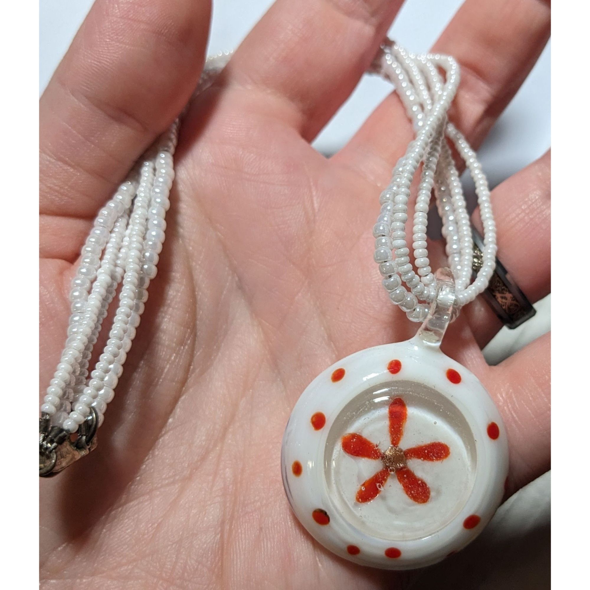 Other Floral Candycane Winter Glass Beaded Necklace Size ONE SIZE - 8 Thumbnail