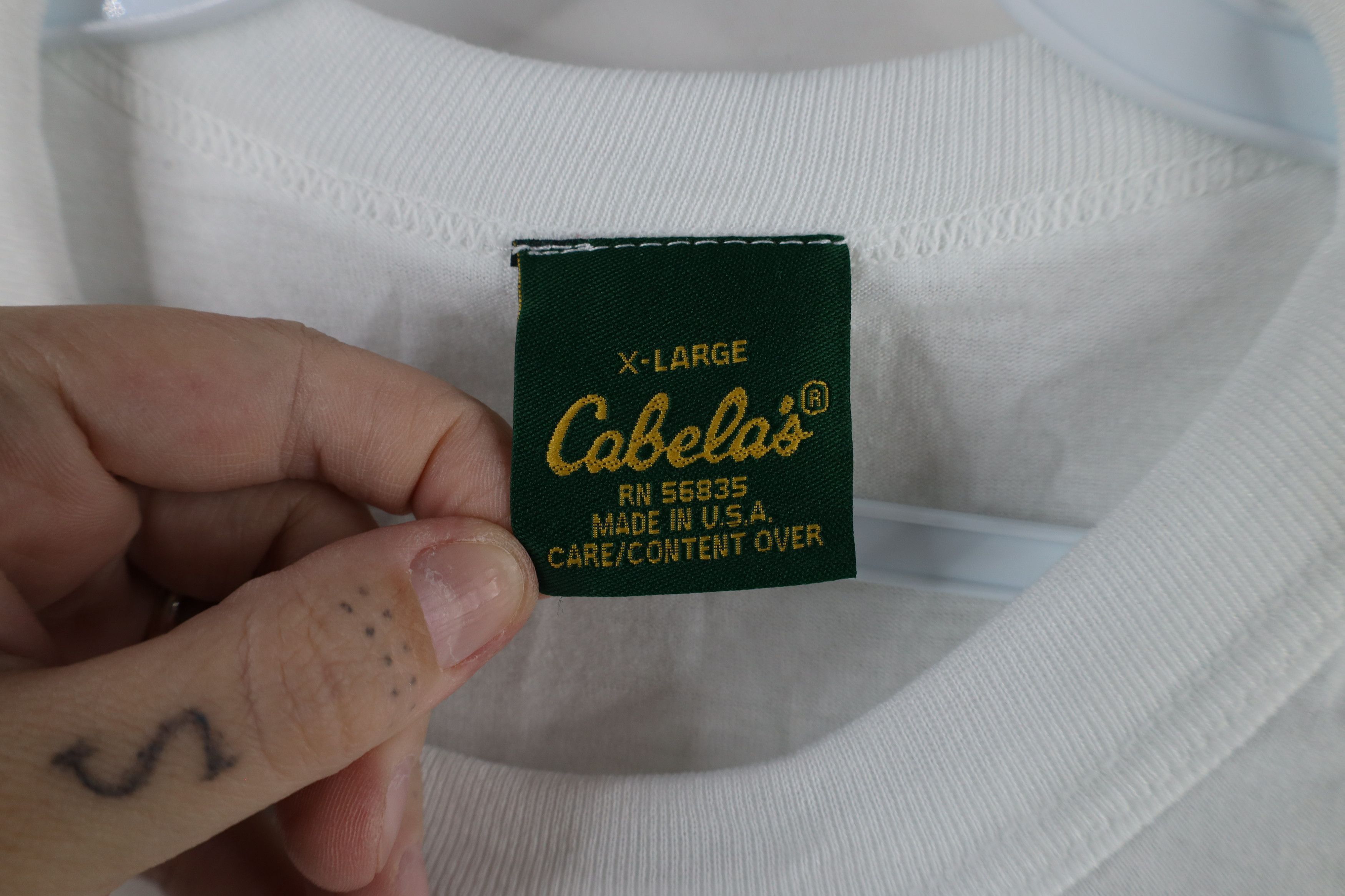 Cabelas × Vintage Vintage 90s Cabelas Blank Short Sleeve T-Shirt White USA Size US XL / EU 56 / 4 - 5 Thumbnail