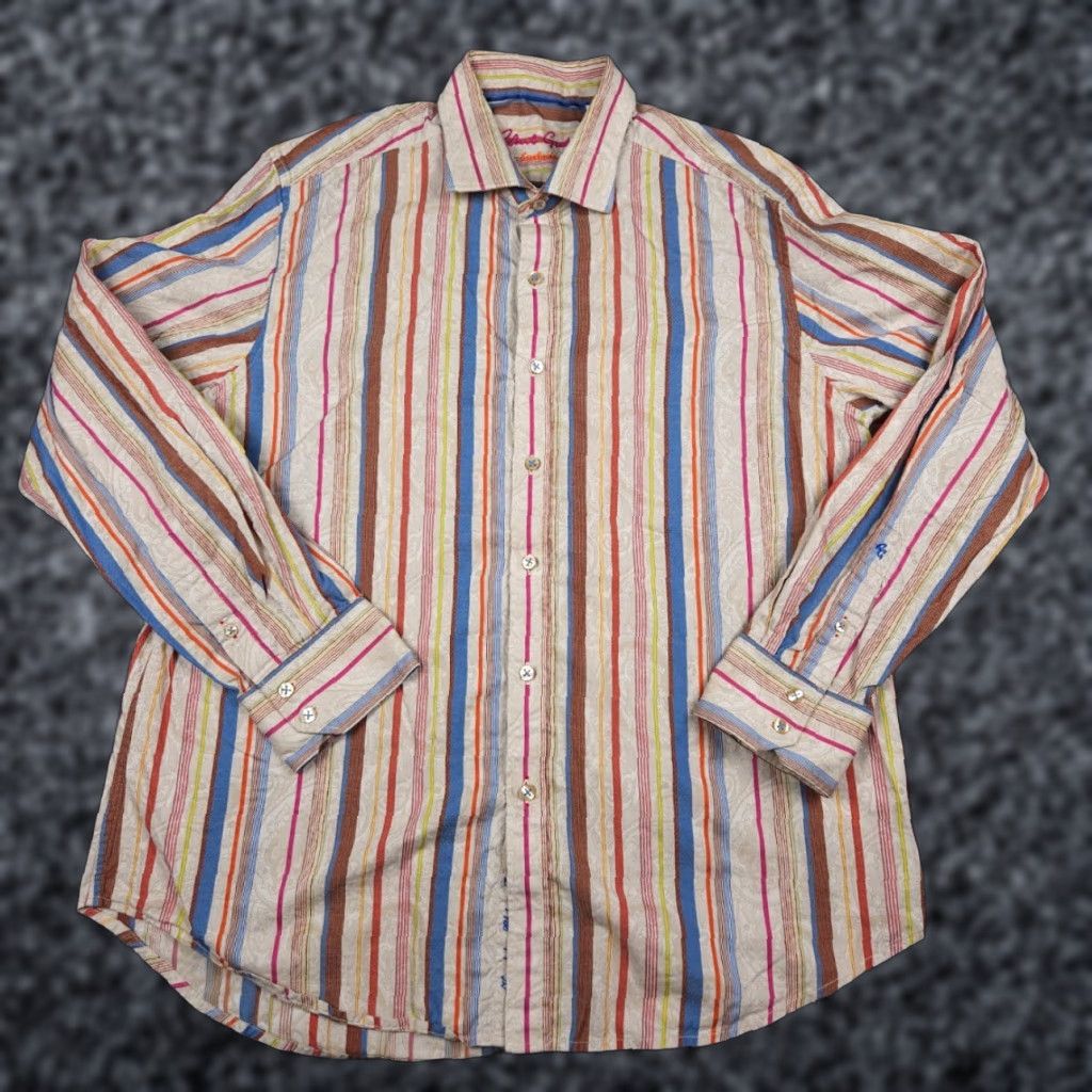 Robert Graham Robert Graham Shirt Men 2XL Classic Button-Up Striped Multi Paisley Print EXCLUSIVE Size US XXL / EU 58 / 5 - 1 Thumbnail