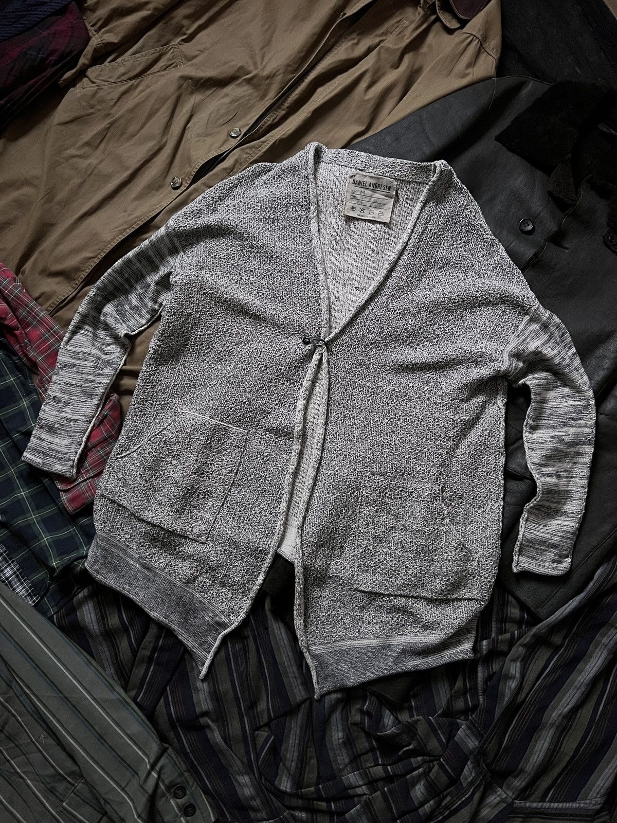 Daniel Andresen Daniel Andresen Grey Knitted Linen Cardigan With Pockets Size US M / EU 48-50 / 2 - 5 Thumbnail