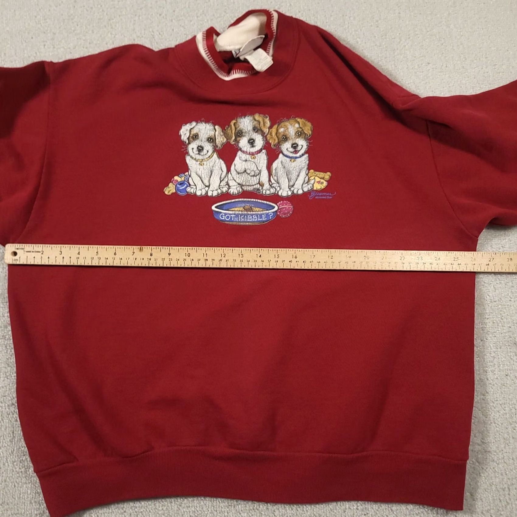 Vintage VINTAGE Morning Sun Sweatshirt Women 2XL Red Puppies Dogs Made In USA Ladies Pullover Crew Neck Knit Cotton Blend Silhouette Regular Size XXL / US 16-18 / IT 52-54 - 3 Thumbnail