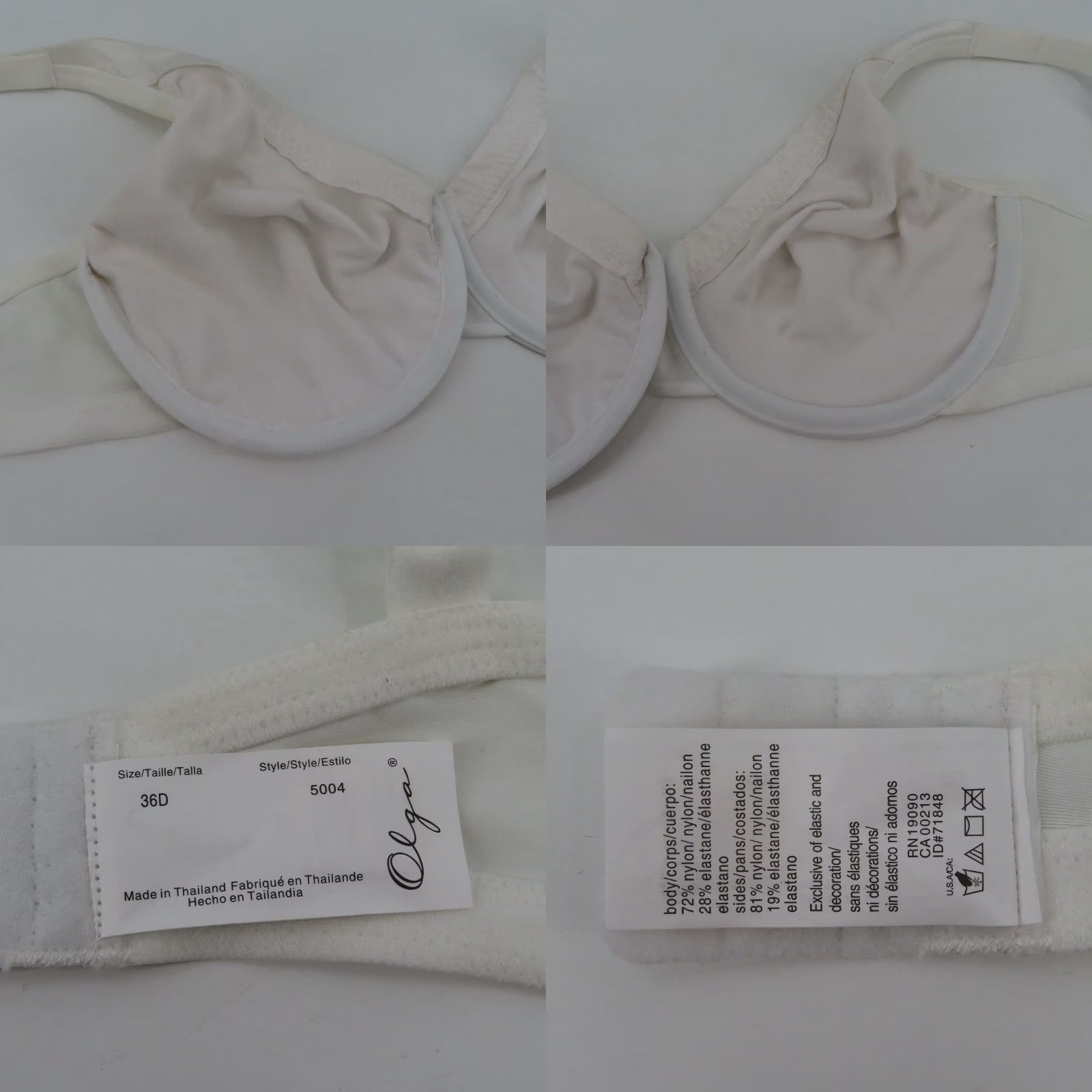 Vintage Olga Bra 36D Signature Support Underwire T-Shirt Bra White Size ONE SIZE - 8 Thumbnail