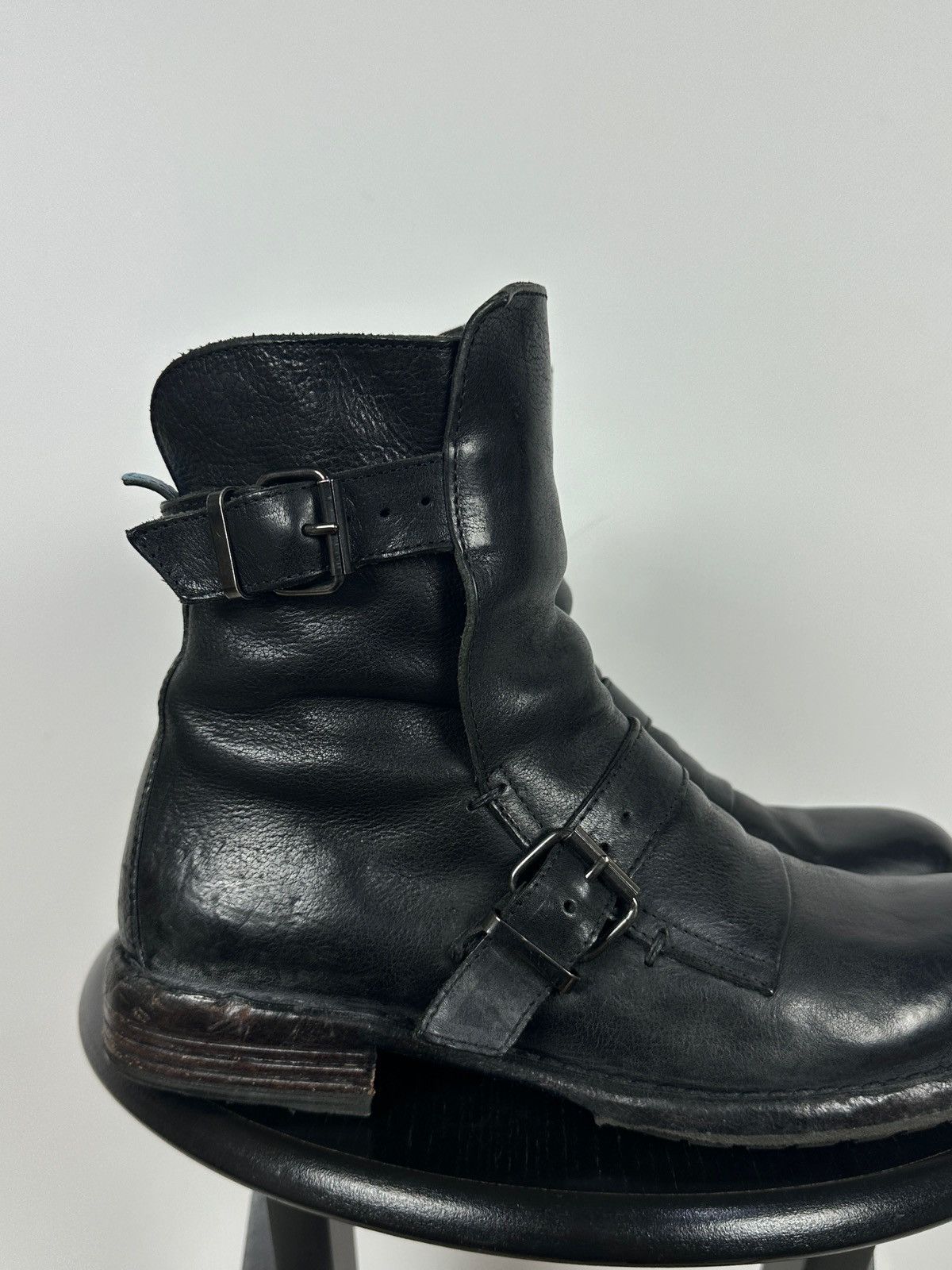 MoMA MoMA Black Leather Buckle Ankle Biker Boots Size US 10 / IT 40 - 15 Thumbnail