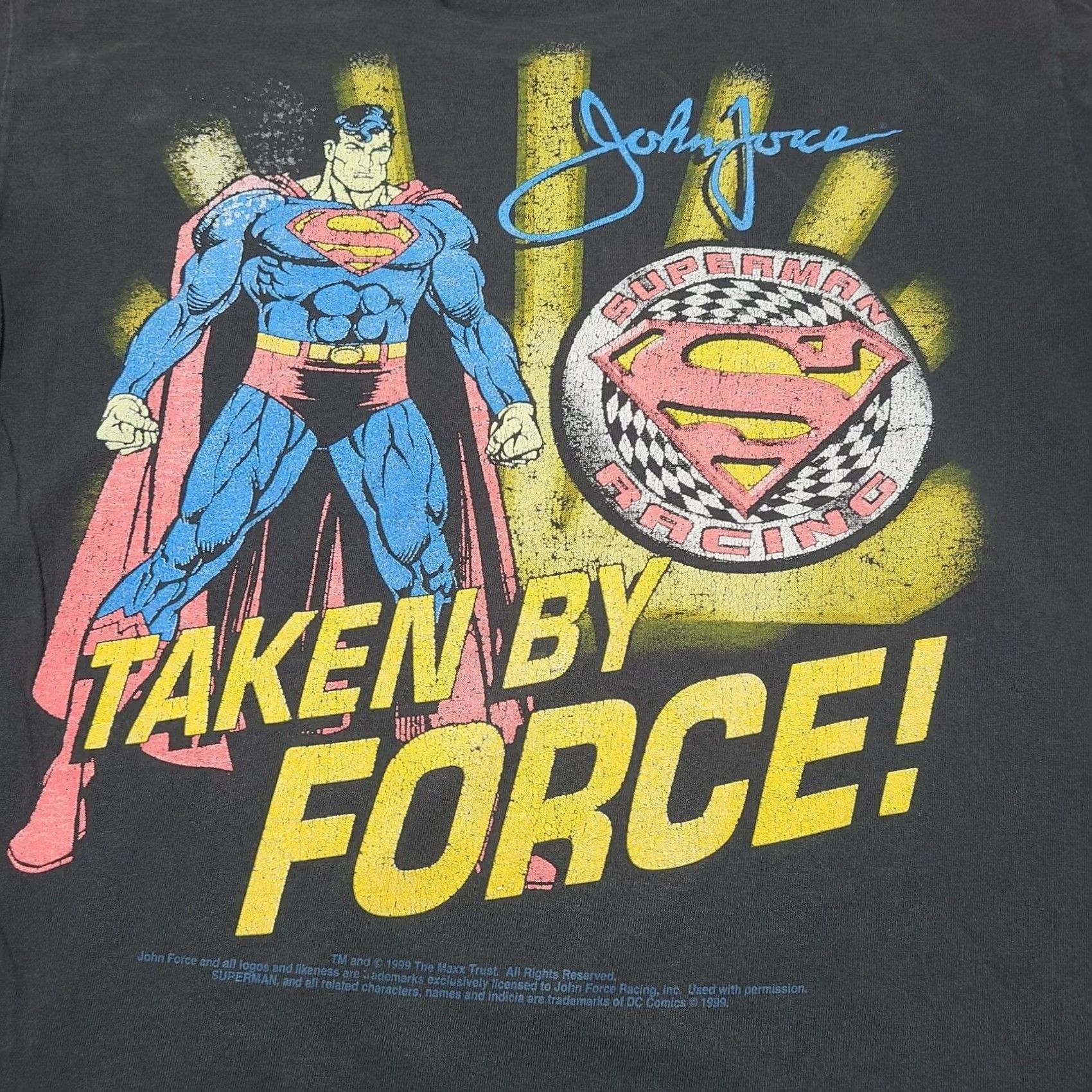 NASCAR VINTAGE 1999 John Force Superman DC Comics Castrol NASCAR Racing T-Shirt Medium Size US M / EU 48-50 / 2 - 5 Thumbnail