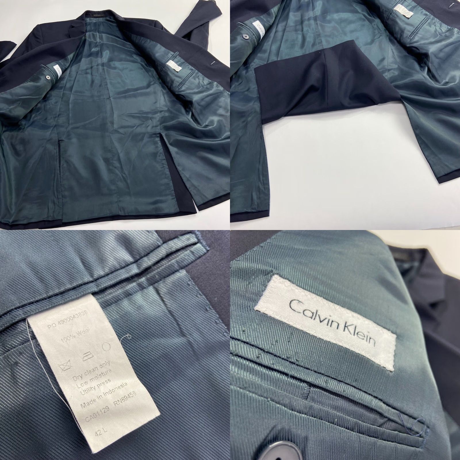 Calvin Klein Calvin Klein Blazer Suit Coat Jacket Blue Long 44L Wool Two-Button Notch Lapel Men's Jacket Size 44R - 10 Thumbnail