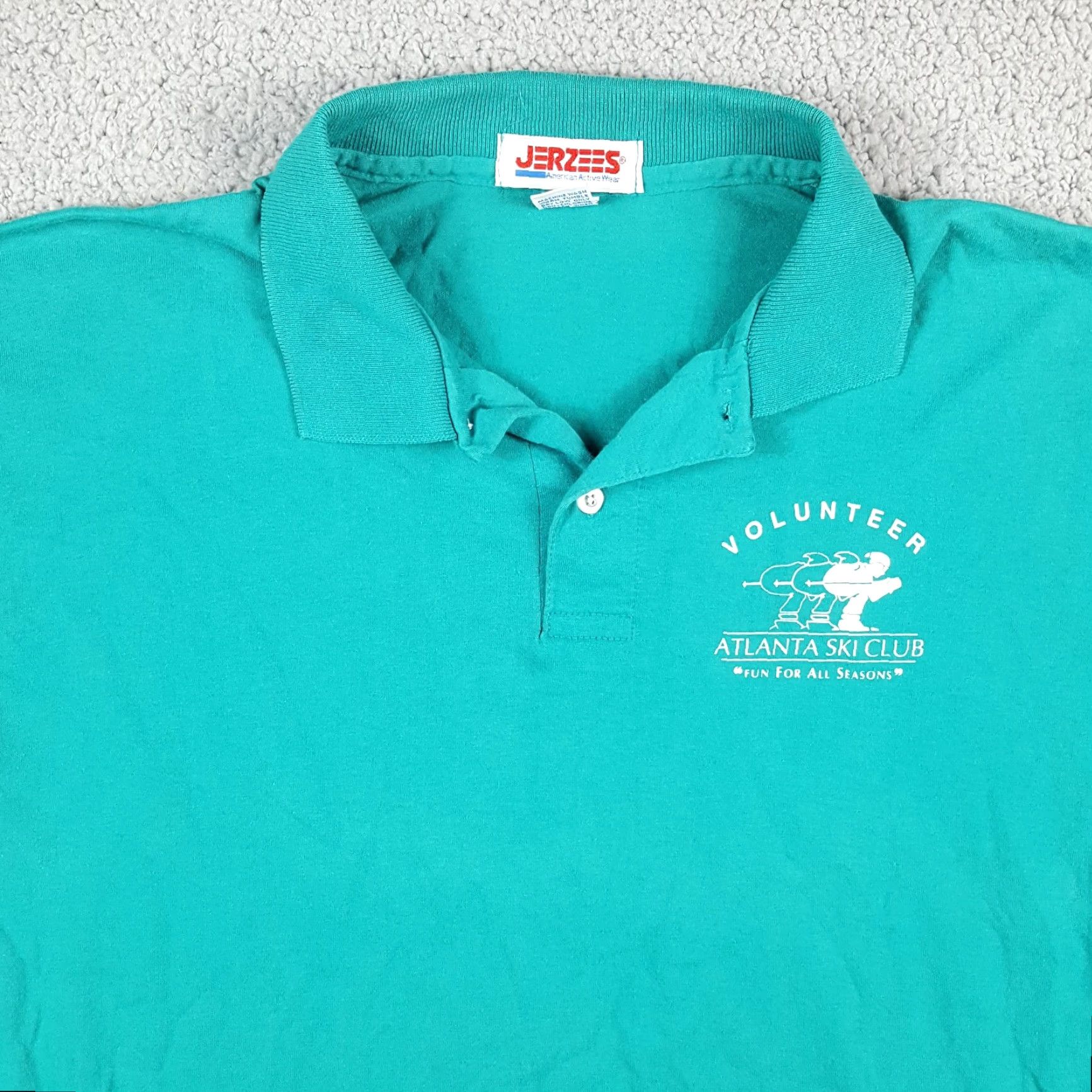 Jerzees VINTAGE JERZEES 90s Atlanta Ski Club Men's Large Green Collar Polo Shirt Skiing Short Sleeve USA Size US L / EU 52-54 / 3 - 2 Thumbnail