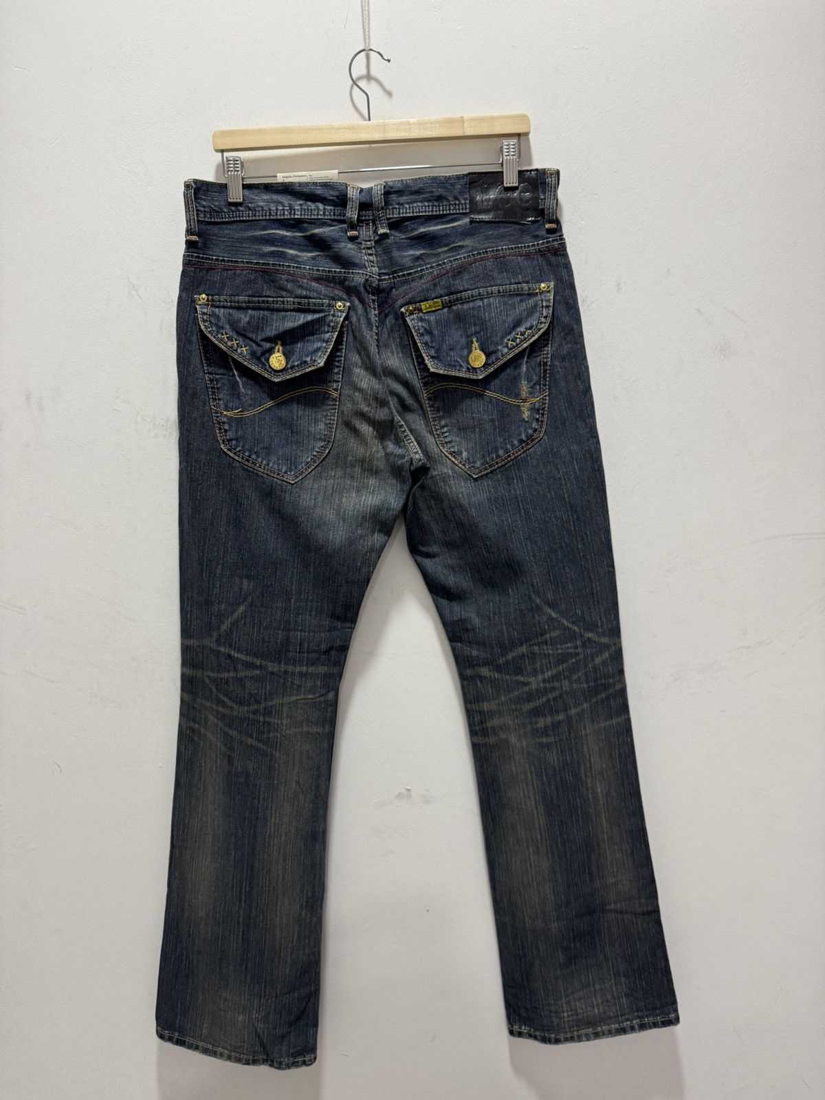 Lee VINTAGE LEE RIDER FLARED LEG DISTRESSED DENIM JEANS Size US 34 / EU 50 - 3 Thumbnail