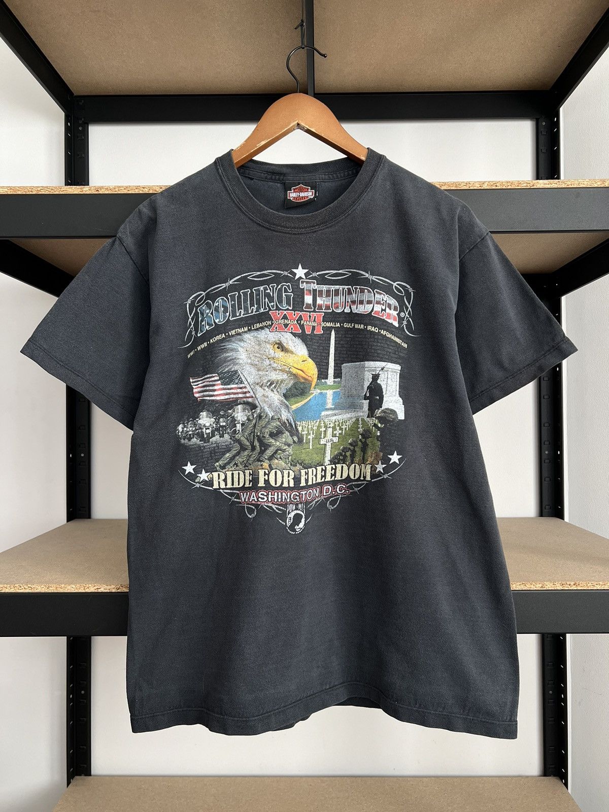 Harley Davidson Vintage 2000s Harley Davidson Rolling Thunder Eagle T-shirt Size US L / EU 52-54 / 3 - 3 Thumbnail