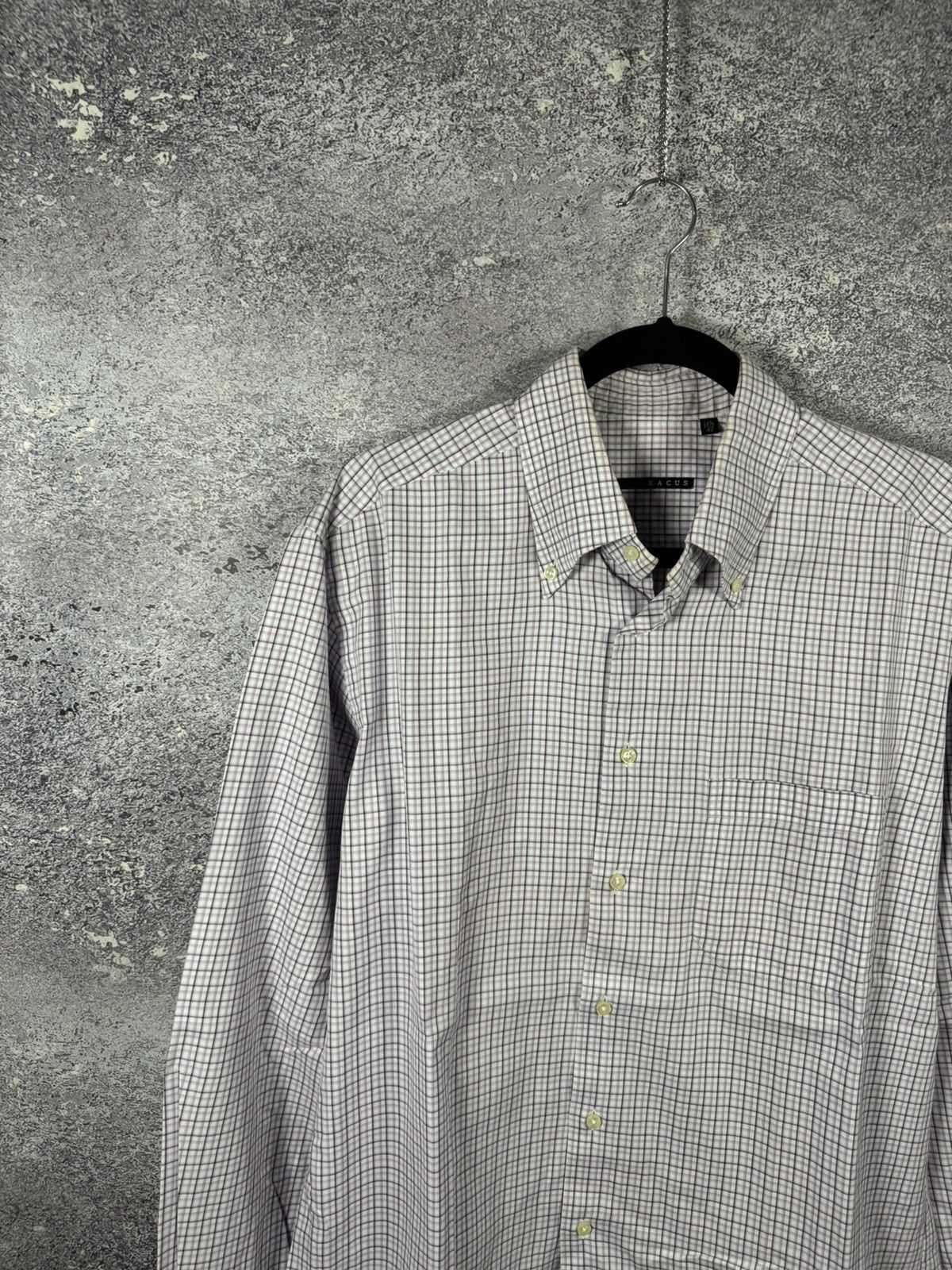 Designer × Japanese Brand × Vintage Xacus Button Shirt Madi Italy Men’s XLarge Check Collar Size US XL / EU 56 / 4 - 3 Thumbnail
