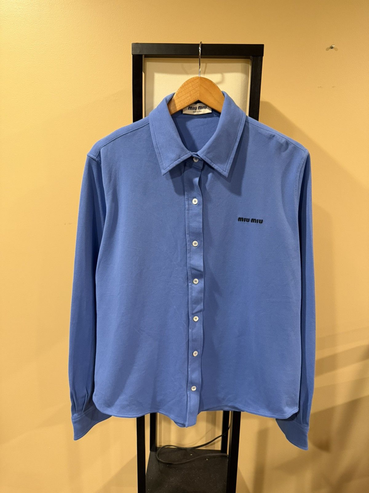 Miu Miu Miu Miu Cotton Pique Periwinkle Blue LS Button Up Shirt Size XS / US 0-2 / IT 36-38 - 3 Thumbnail