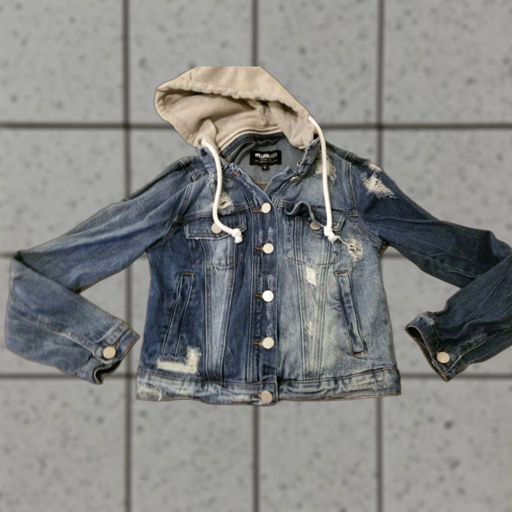 Denime Womens William Rast Denim Jacket XS Hooded Jacket Denim Women Blue Size 26" / US 2 / IT 38 - 1 Thumbnail
