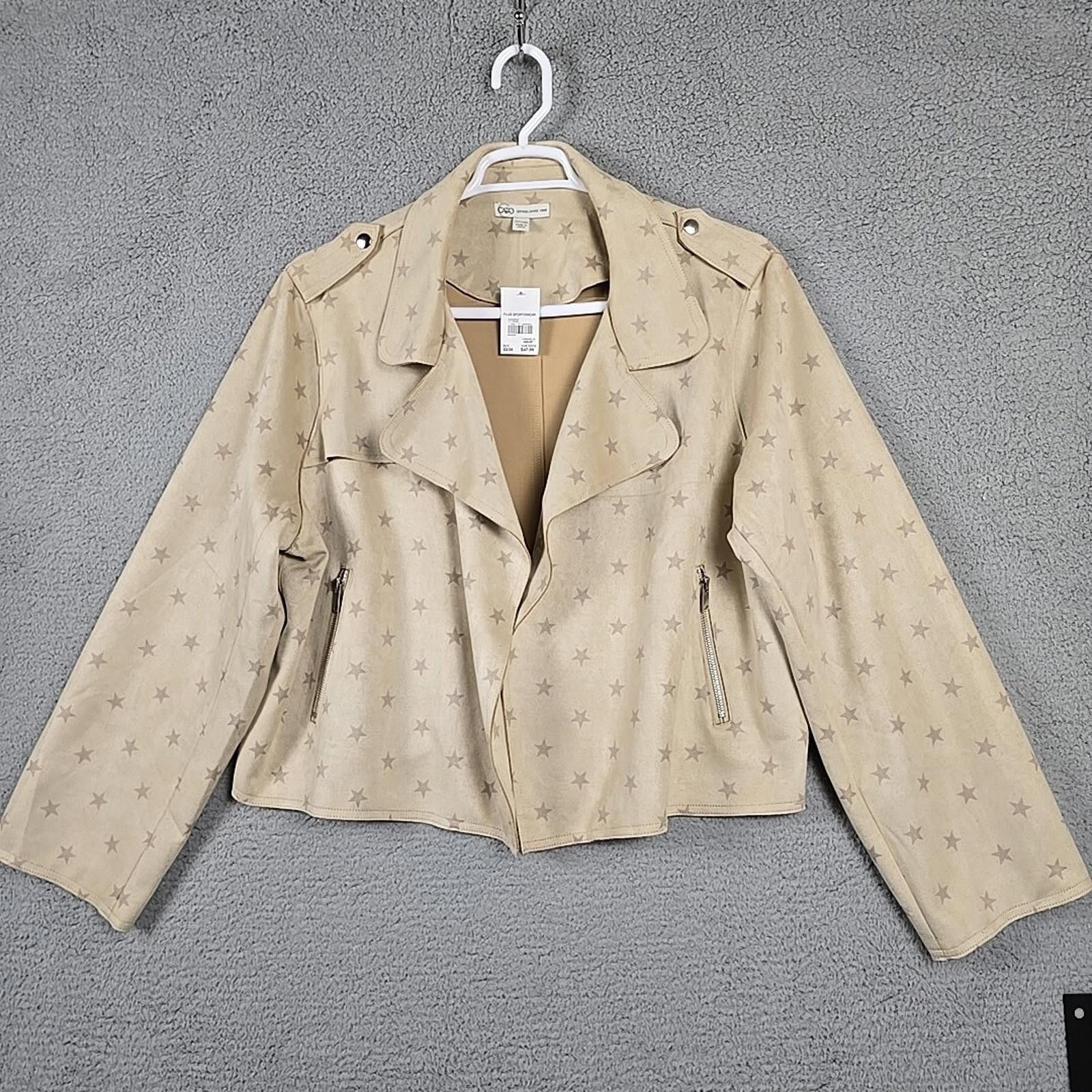 Cartoon Network Cato Jacket Cardigan Plus Sz 22/24W Beige/Star Faux Suede Size 4XL / US 24-26 - 1 Thumbnail