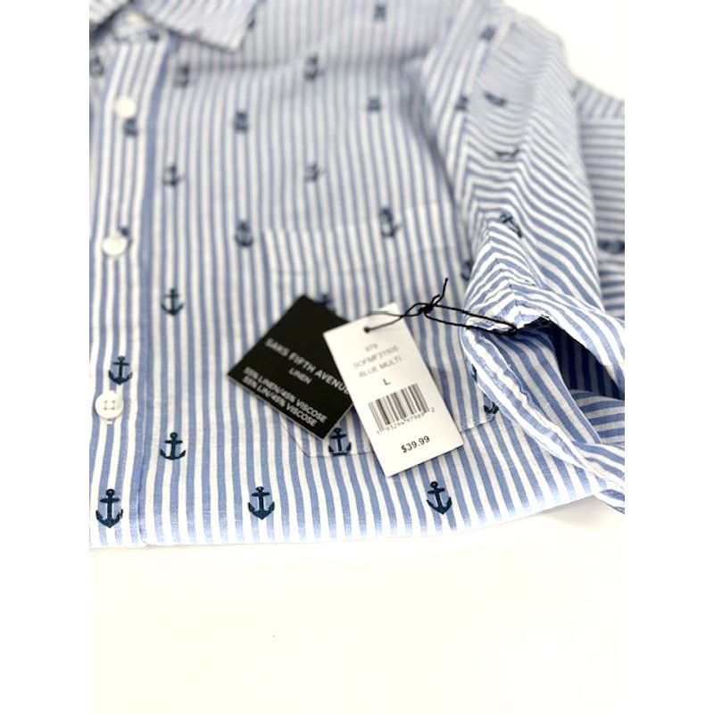 Saks Fifth Avenue Saks Fifth Avenue Anchor Printed Short Sleeve Shirt Size US L / EU 52-54 / 3 - 4 Thumbnail