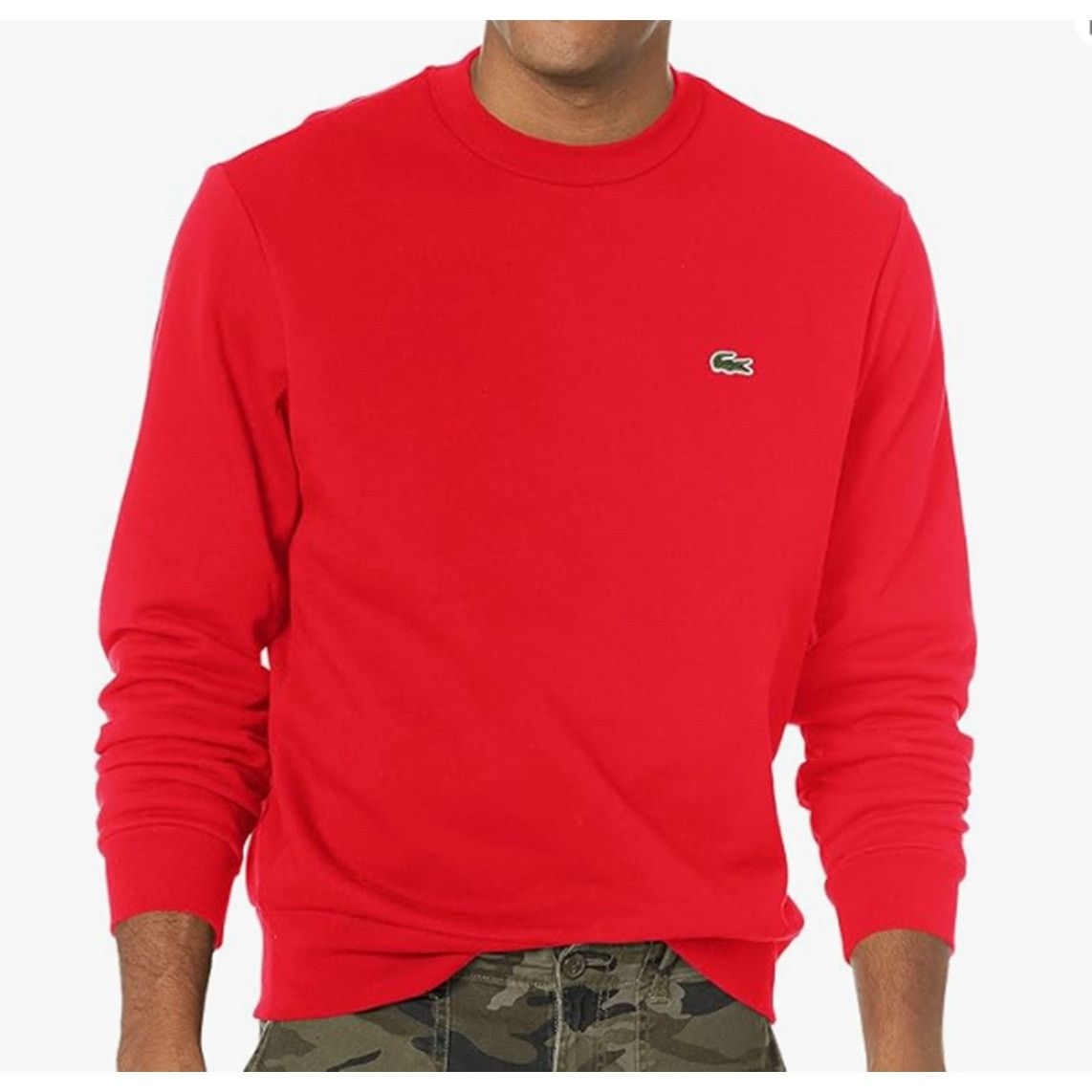 Lacoste Lacoste Men's Organic Brushed Cotton Sweatshirt Rouge L Size US L / EU 52-54 / 3 - 1 Thumbnail