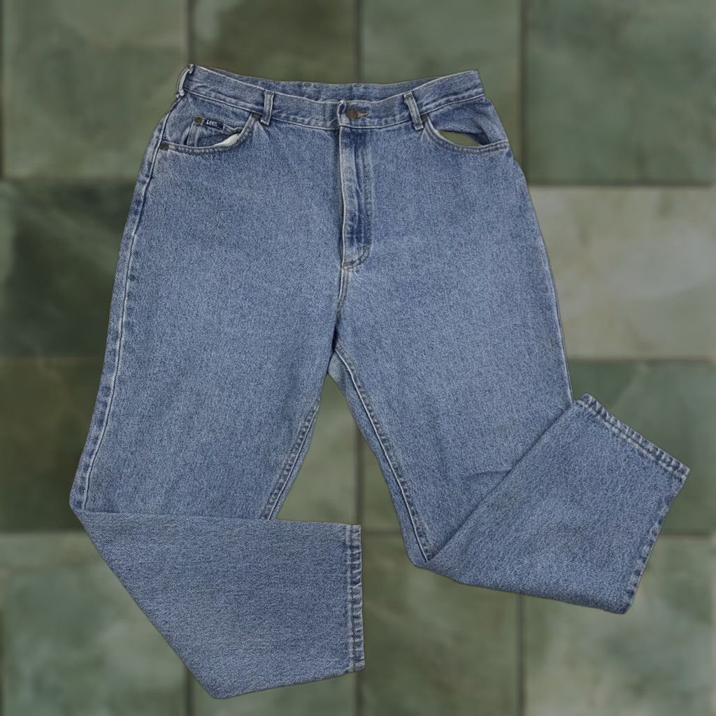 Lee VINTAGE Lee Riders Jeans Womens 18 Petites High Waisted 90s USA Union Blue Denim Mom Jeans Girls Size 40" / US 18 - 1 Thumbnail