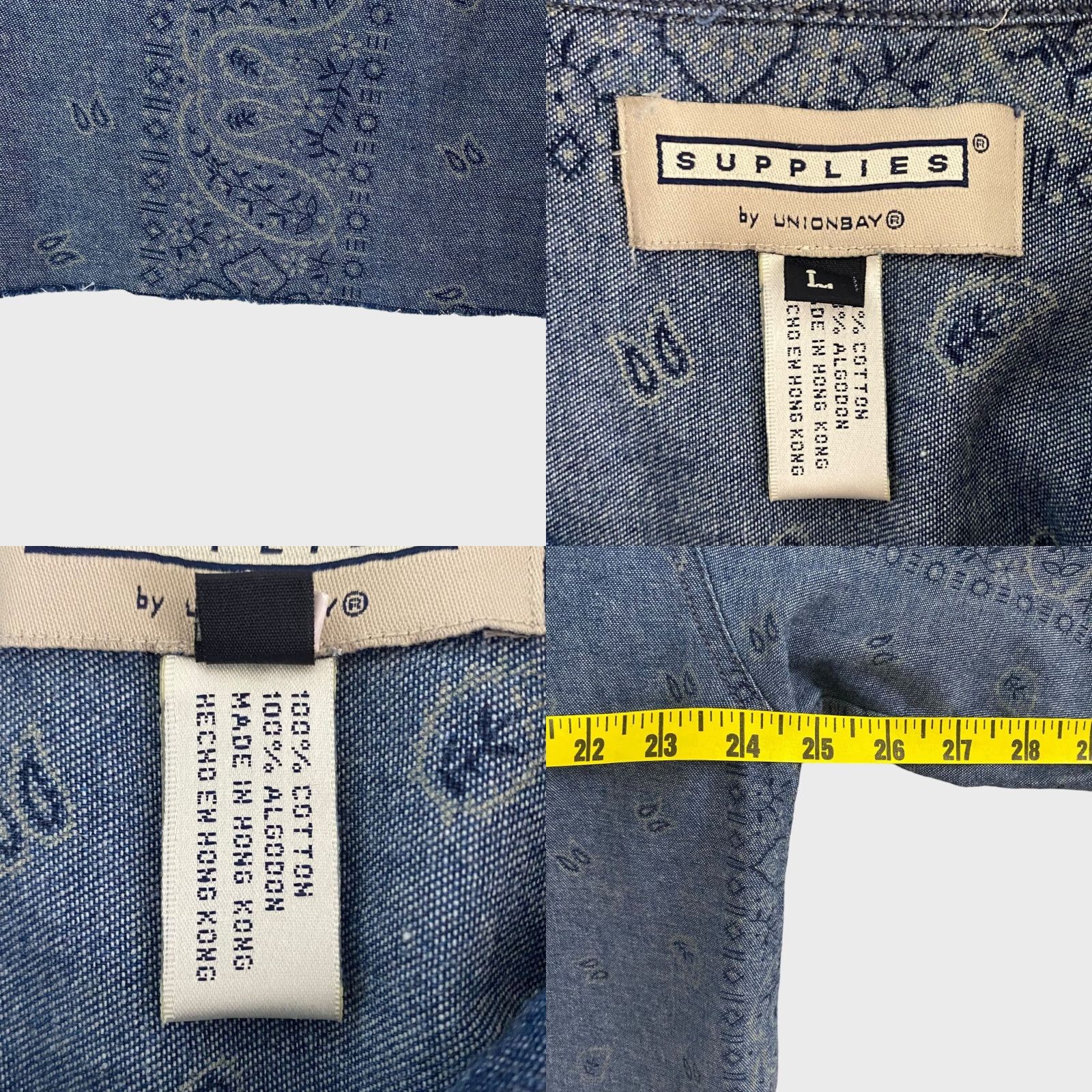 Vintage VINTAGE UNIONBAY Shirt Cropped Button-Up Chambray 100% Cotton Long Sleeve Women’s Large Blue Paisley Size L / US 10 / IT 46 - 8 Thumbnail