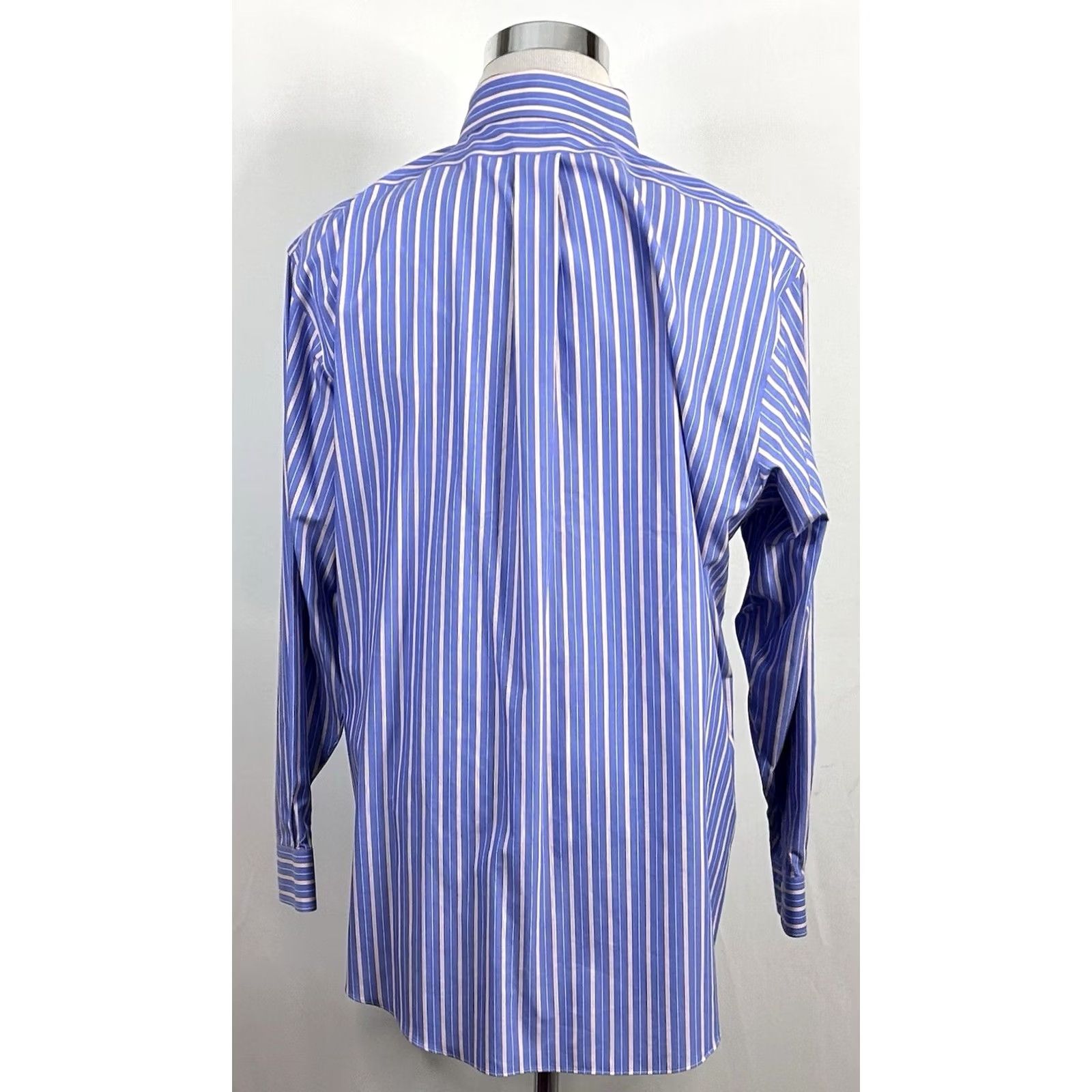 Brooks Brothers Brooks Brothers Dress Shirt Slim 17.5 34 Non-Iron Striped Button-Down Blue Red White, 100% Cotton, Regular, Mens Size 48R - 5 Thumbnail