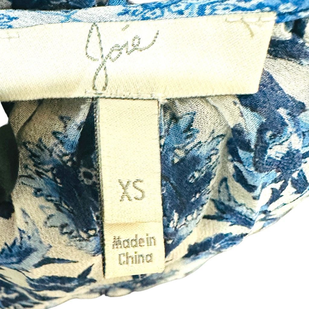 Joie JOIE Demko Blue White Abstract Floral Silk Boho Fully Lined Size XS / US 0-2 / IT 36-38 - 4 Thumbnail