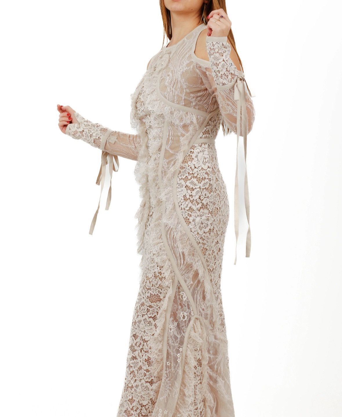 Elie Saab Long Elie Saab Dress in Lace and Crepe – Size 38 Size M / US 6-8 / IT 42-44 - 3 Thumbnail