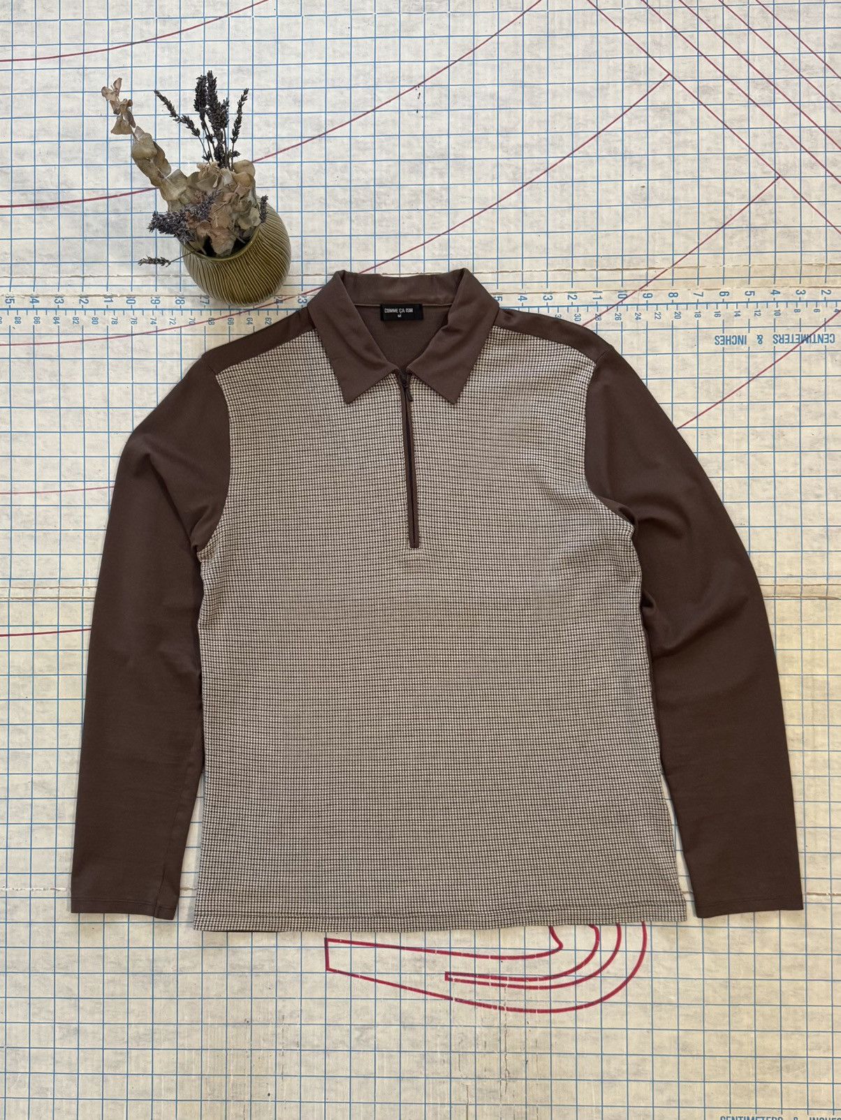 Comme Ca Ism × Japanese Brand Comme Ca Ism Houndstooth Long Sleeve Polo Shirt Mens Medium Size US M / EU 48-50 / 2 - 2 Thumbnail