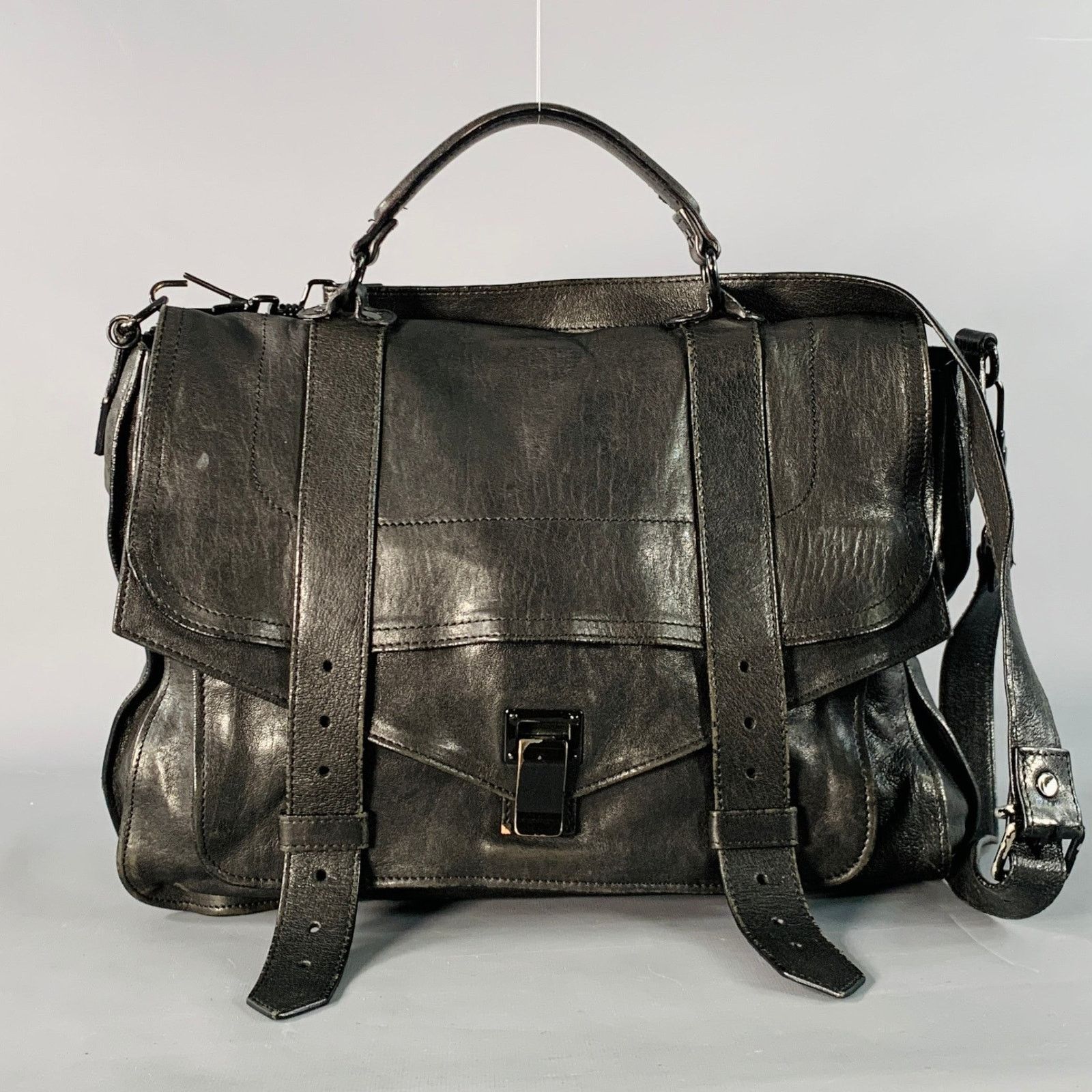 PROENZA SCHOULER PS1 Medium Black Leather Satchel Handbag