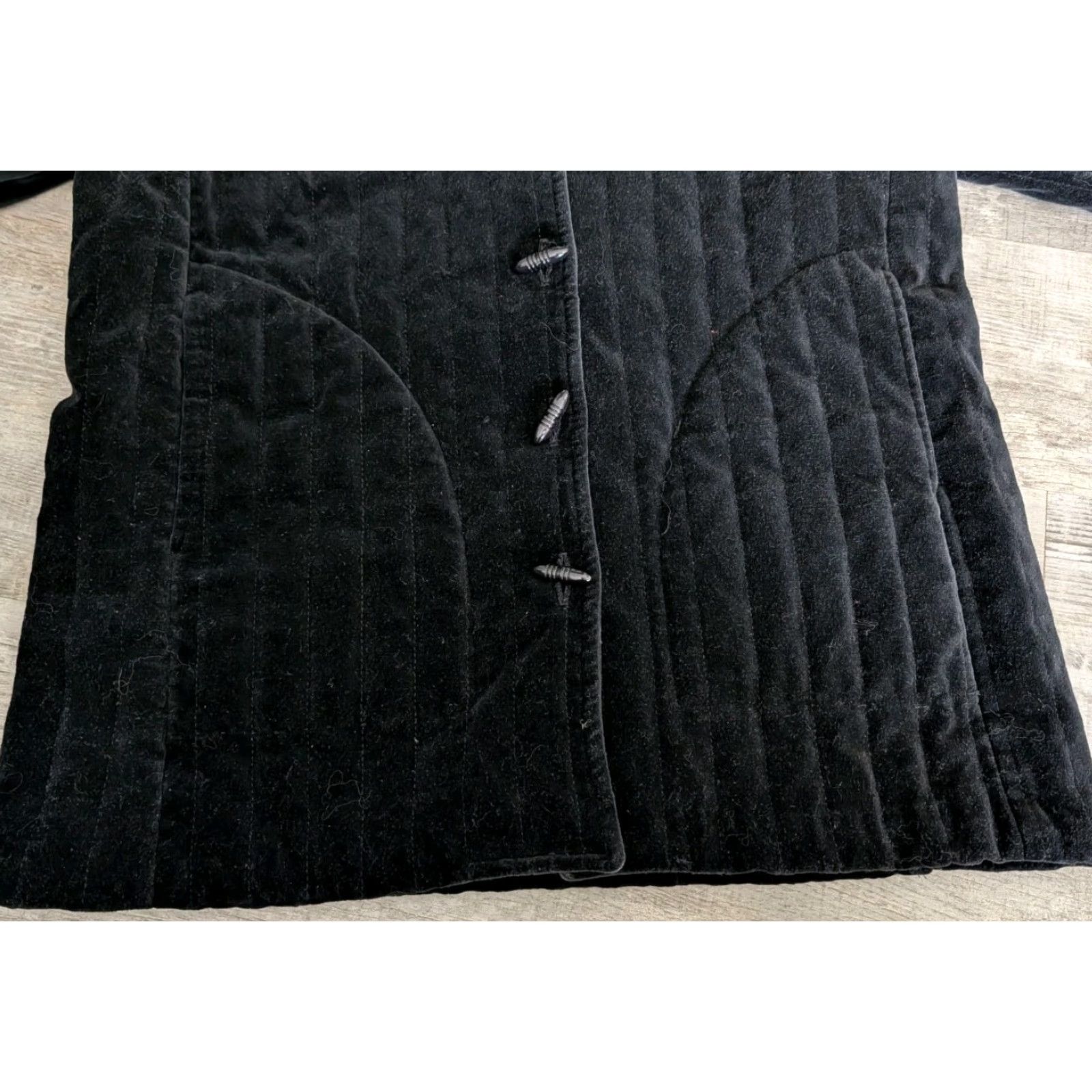 Velvet VINTAGE F.A. Chatta Women's Velvet Toggle Jacket Mid-Length 10 Black Party/Cocktail, Formal, Casual Womens Size L / US 10 / IT 46 - 4 Thumbnail