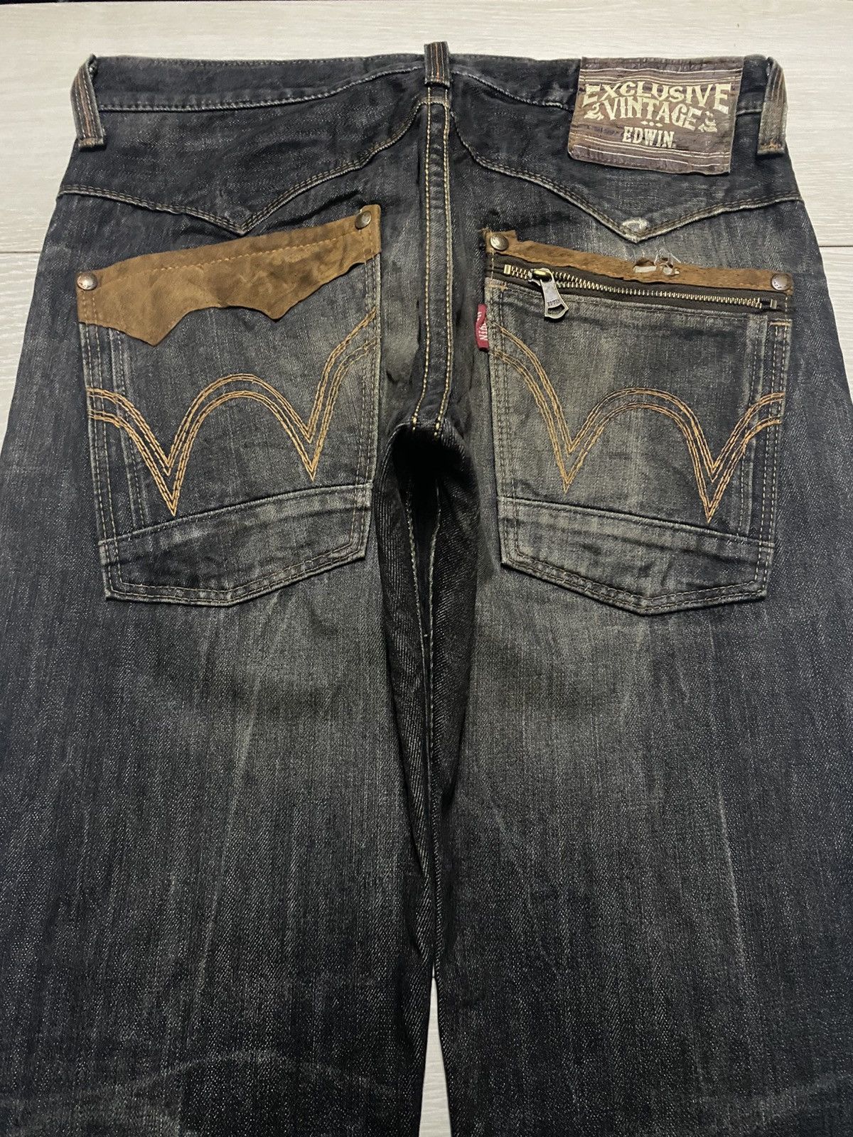 Edwin Edwin exclusive Vintage Black Denim Tears Loose Jeans Size US 33 - 4 Thumbnail