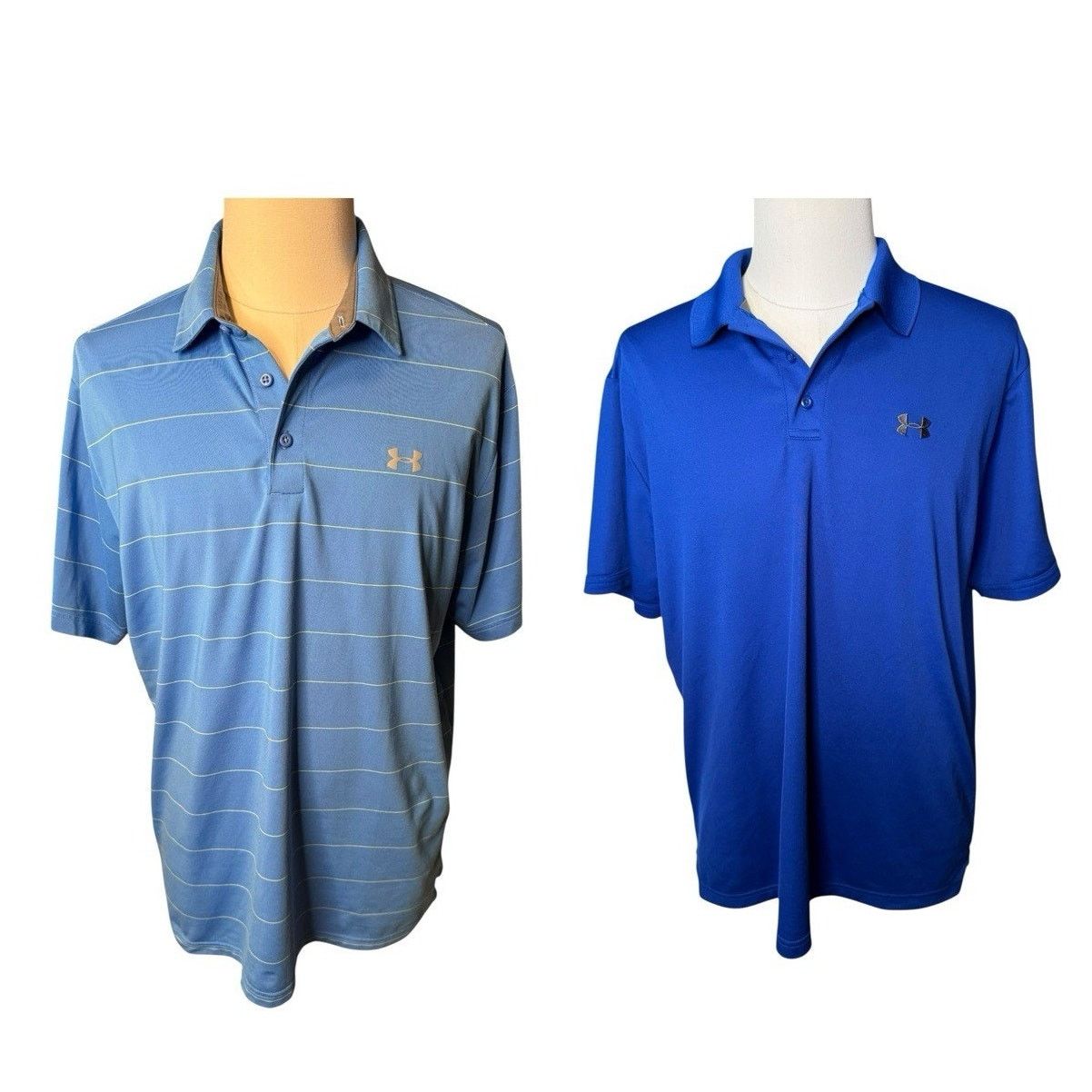 Under Armour Two Under Armour Heat Gear Polo Golf Shirts Loose Fit Blue Size US XL / EU 56 / 4 - 1 Thumbnail