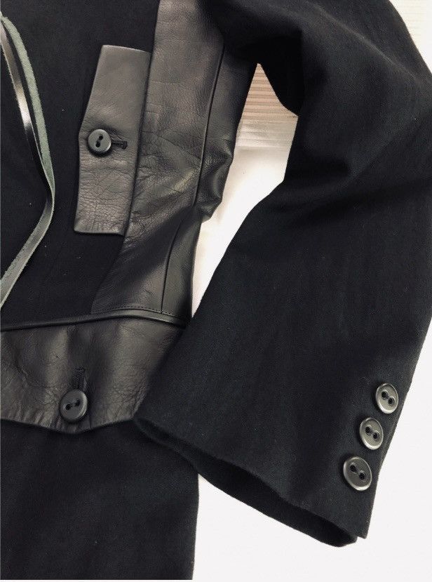 Yohji Yamamoto YYPH 🇯🇵 black wool/leather laced front acords ‘08 coat 3 NEW Size 40L - 12 Thumbnail