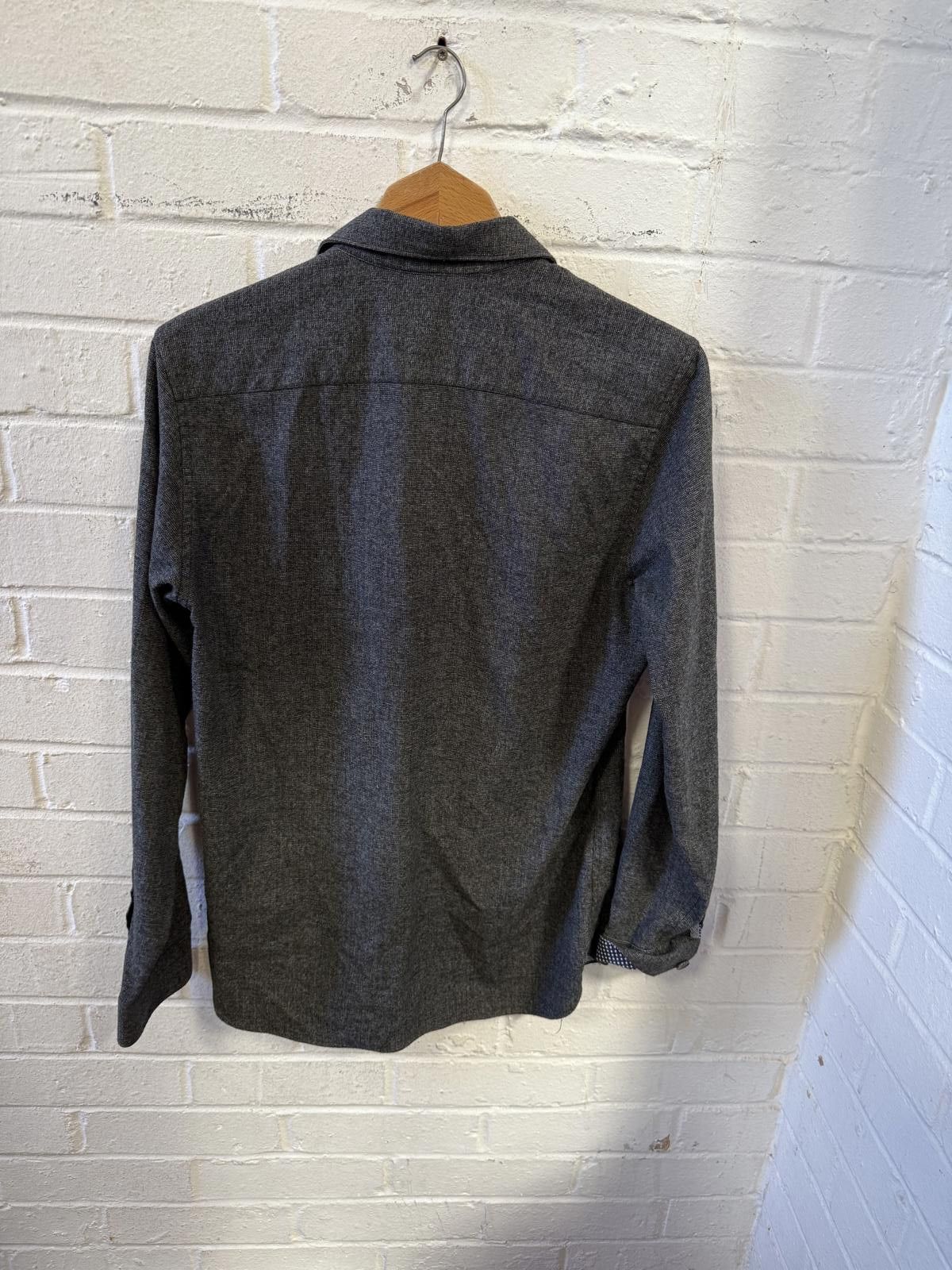 Express Express Men's Gray Long Sleeve Casual Shirt Size 38R - 2 Thumbnail
