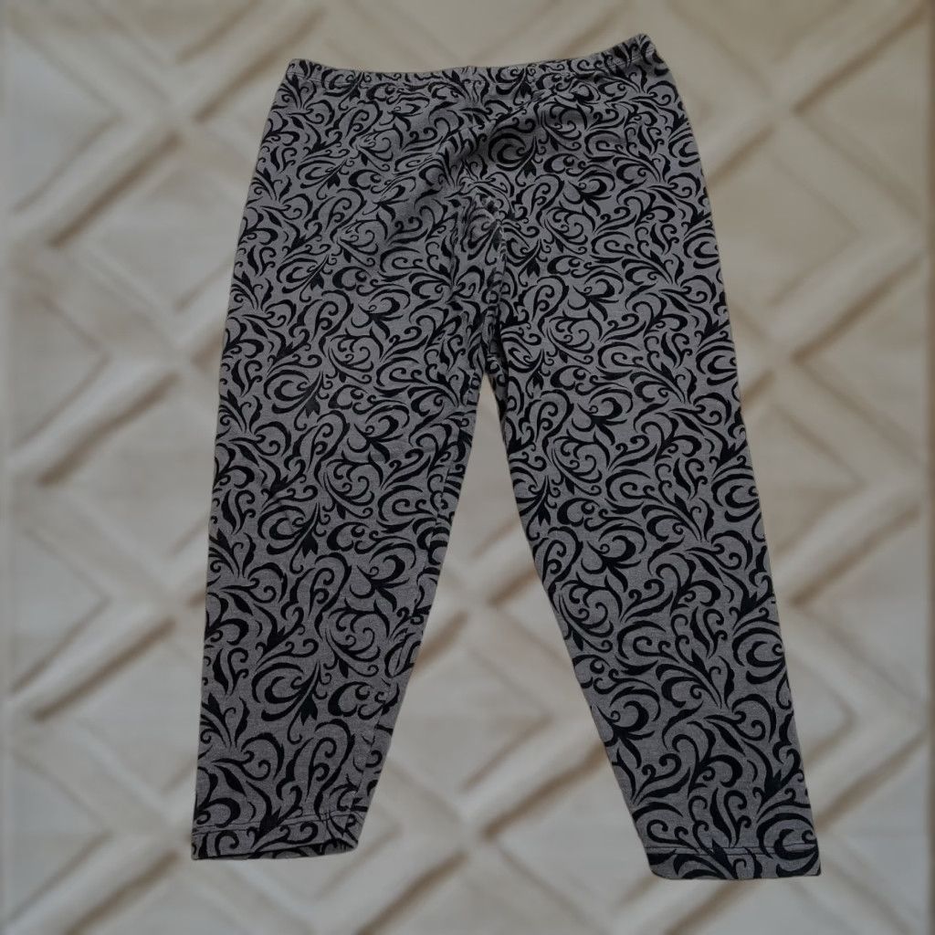 Vintage Unbranded Sweatpants Womens 34x25 Cropped Gray Floral Soft Stretch Lounge Adult Size 24" / US 00 / IT 34 - 1 Thumbnail