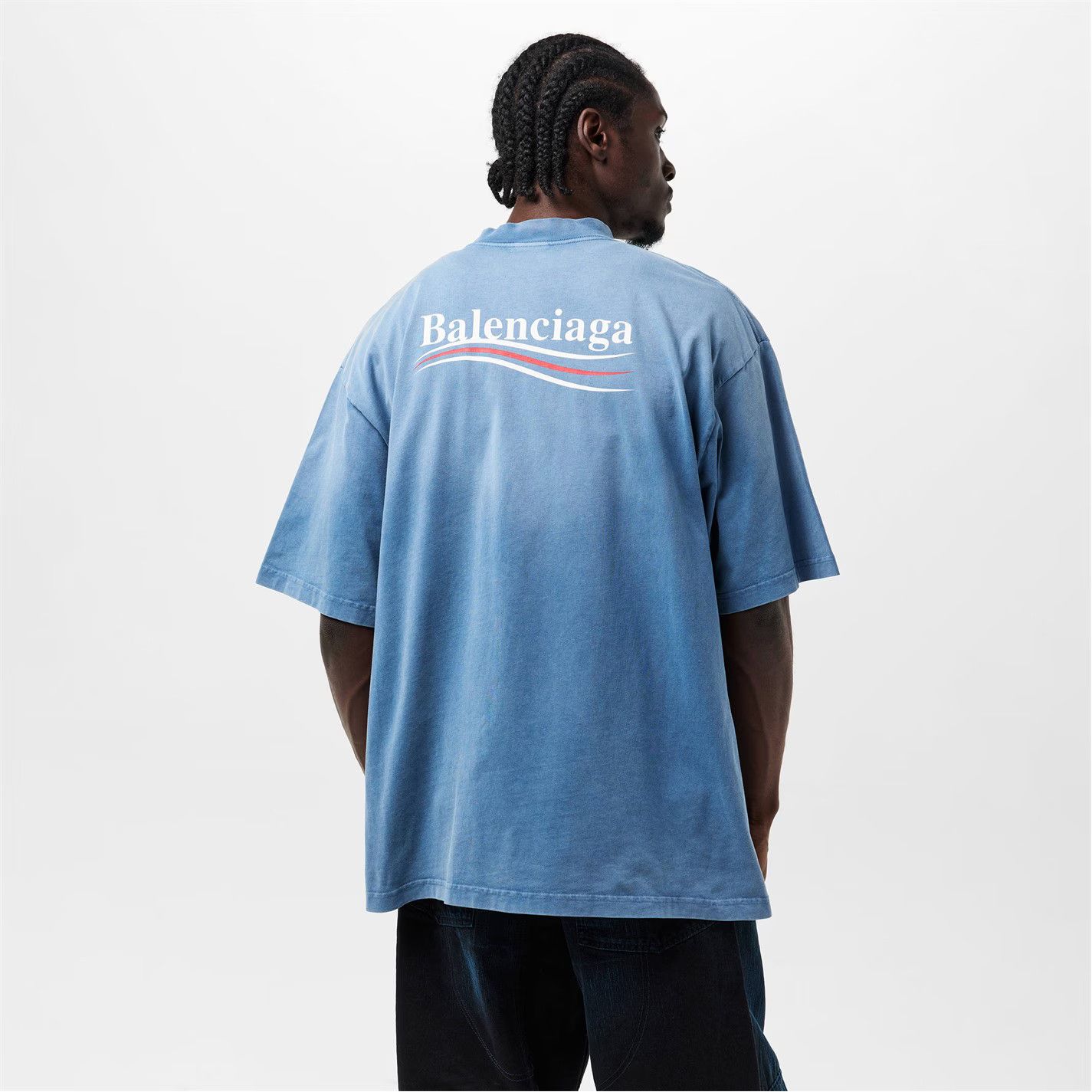 Balenciaga o1g2r1mq0226 Political Campaign T-Shirt In Faded Blue Size US M / EU 48-50 / 2 - 3 Thumbnail
