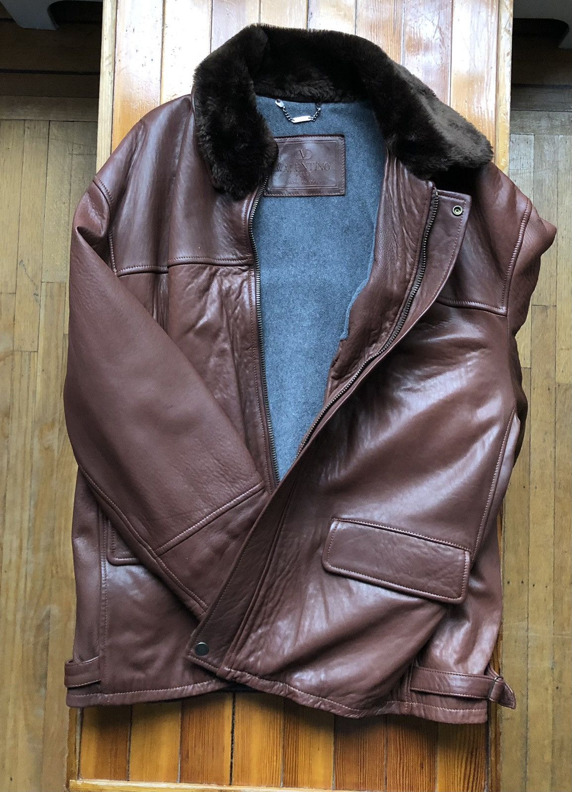 Valentino Vintage Valentino Fleece Lined Leather Coat Size US M / EU 48-50 / 2 - 3 Thumbnail