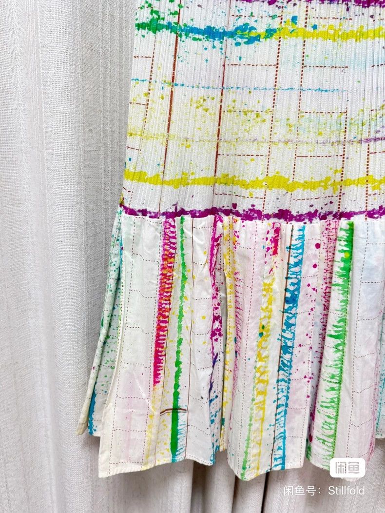 Issey Miyake Issey Miyake size:3 Watercolor ink-wash fishtail skirt Size 31" - 3 Thumbnail