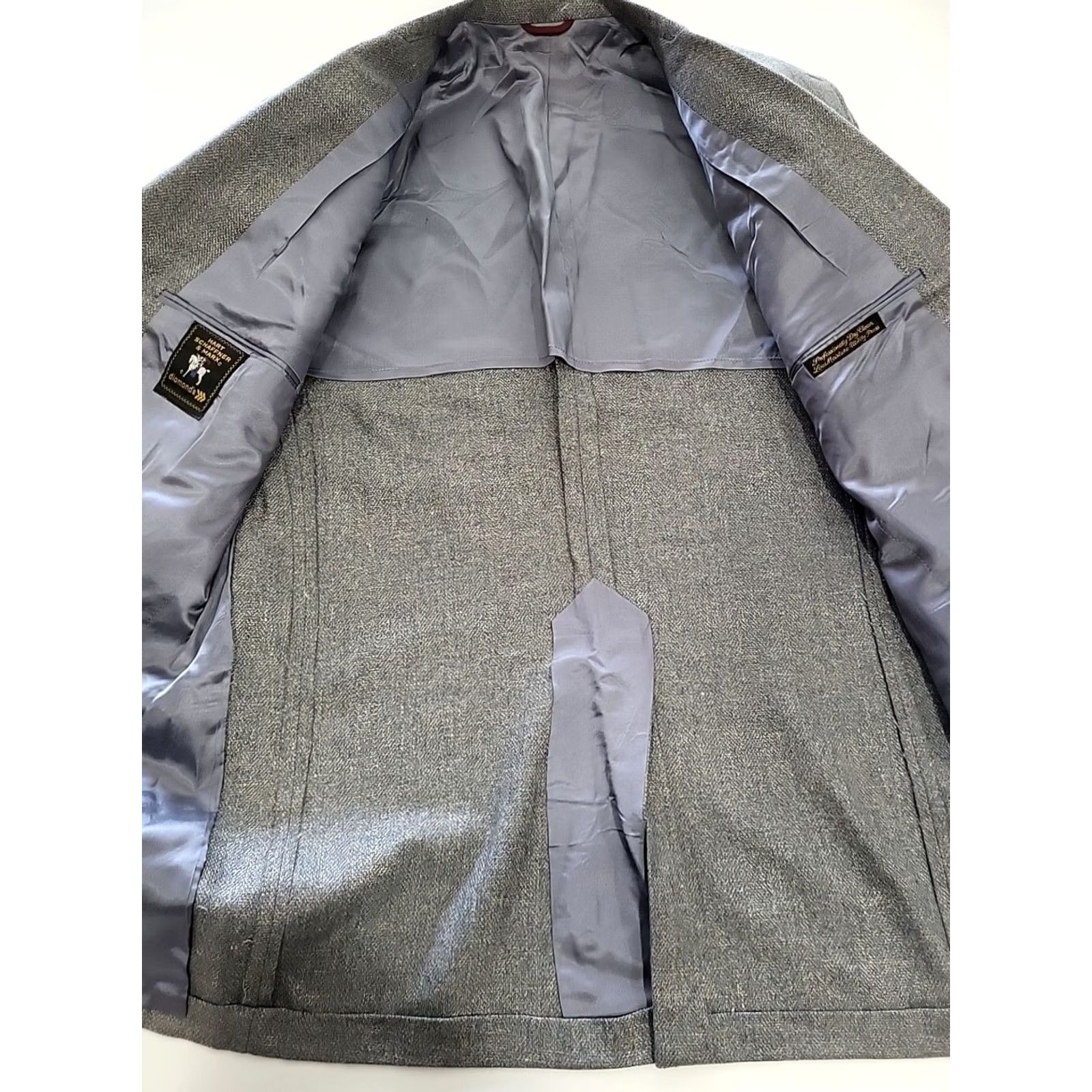 Hart Schaffner Marx VINTAGE Hart Schaffner Marx Diamonds Blazer Suit Jacket 80s Gray Blue Wool 44 Regular Men Mens Size 44R - 4 Thumbnail