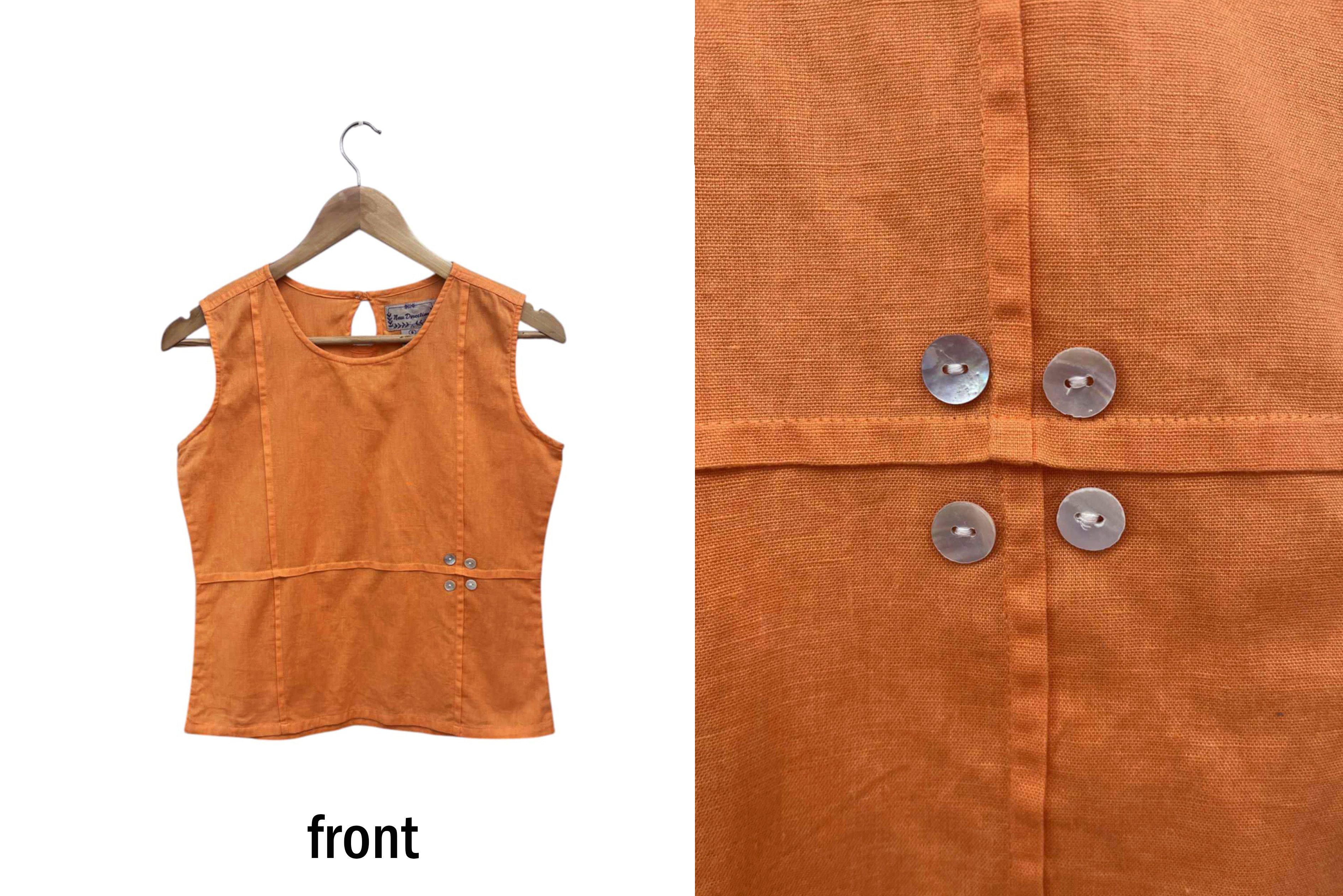 Vintage Linen and cotton sleeveless top, summer tank top Size S / US 4 / IT 40 - 4 Thumbnail