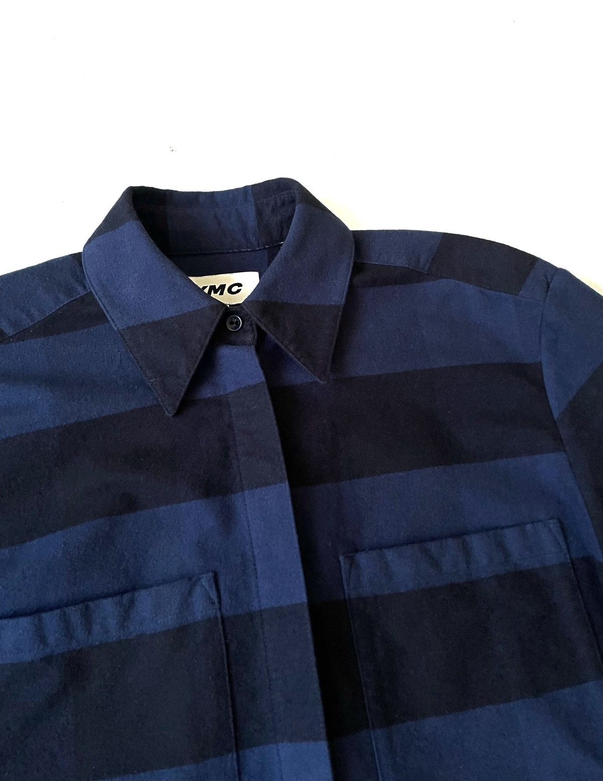 Designer × YMC YMS Flannel Women Blue Cotton Stripe Shirt Size S Poland Size S / US 4 / IT 40 - 3 Thumbnail