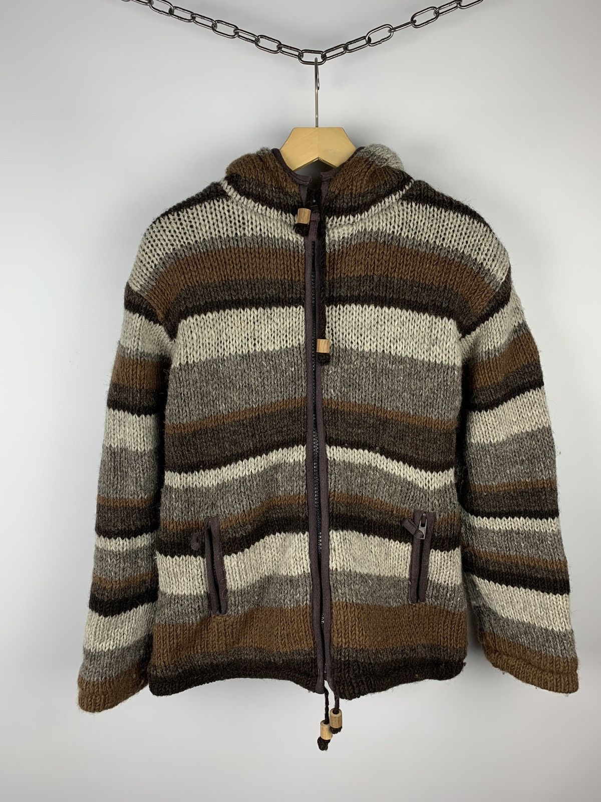 Other Vintage PACHAMAMA Chunky Knit Wool Zipped Jacket Size M/L Size US L / EU 52-54 / 3 - 1 Thumbnail
