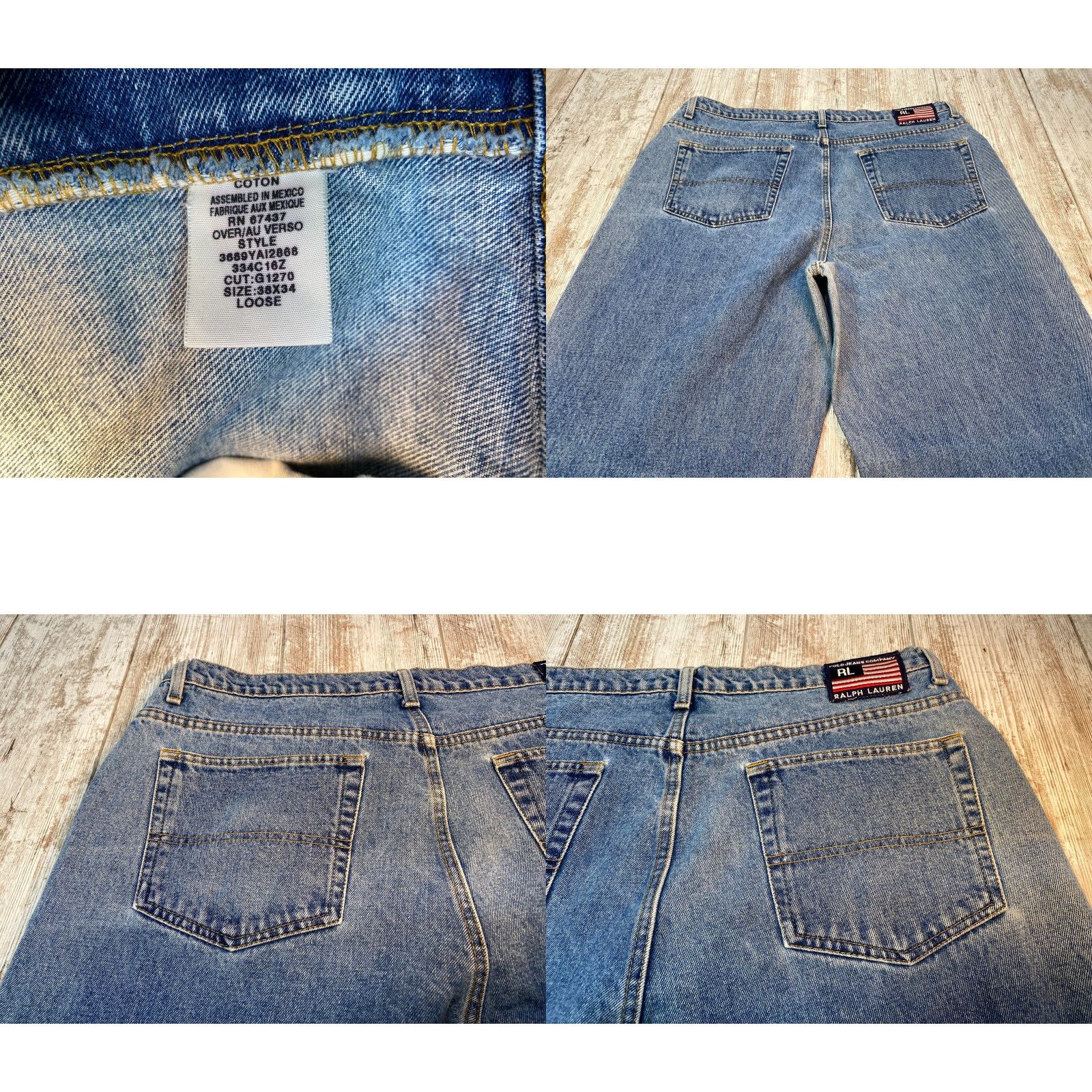 Polo Ralph Lauren VINTAGE Polo Jeans Co Ralph Lauren Jeans Men's 38X34 Baggy Loose Full Leg Blue Size US M / EU 48-50 / 2 - 8 Thumbnail