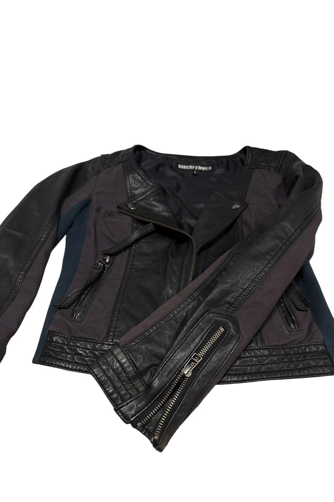 5351 POUR LES FEMMES 5351 Pour Les Femmes asymmetric lambskin leather jacket Size XS / US 0-2 / IT 36-38 - 4 Thumbnail