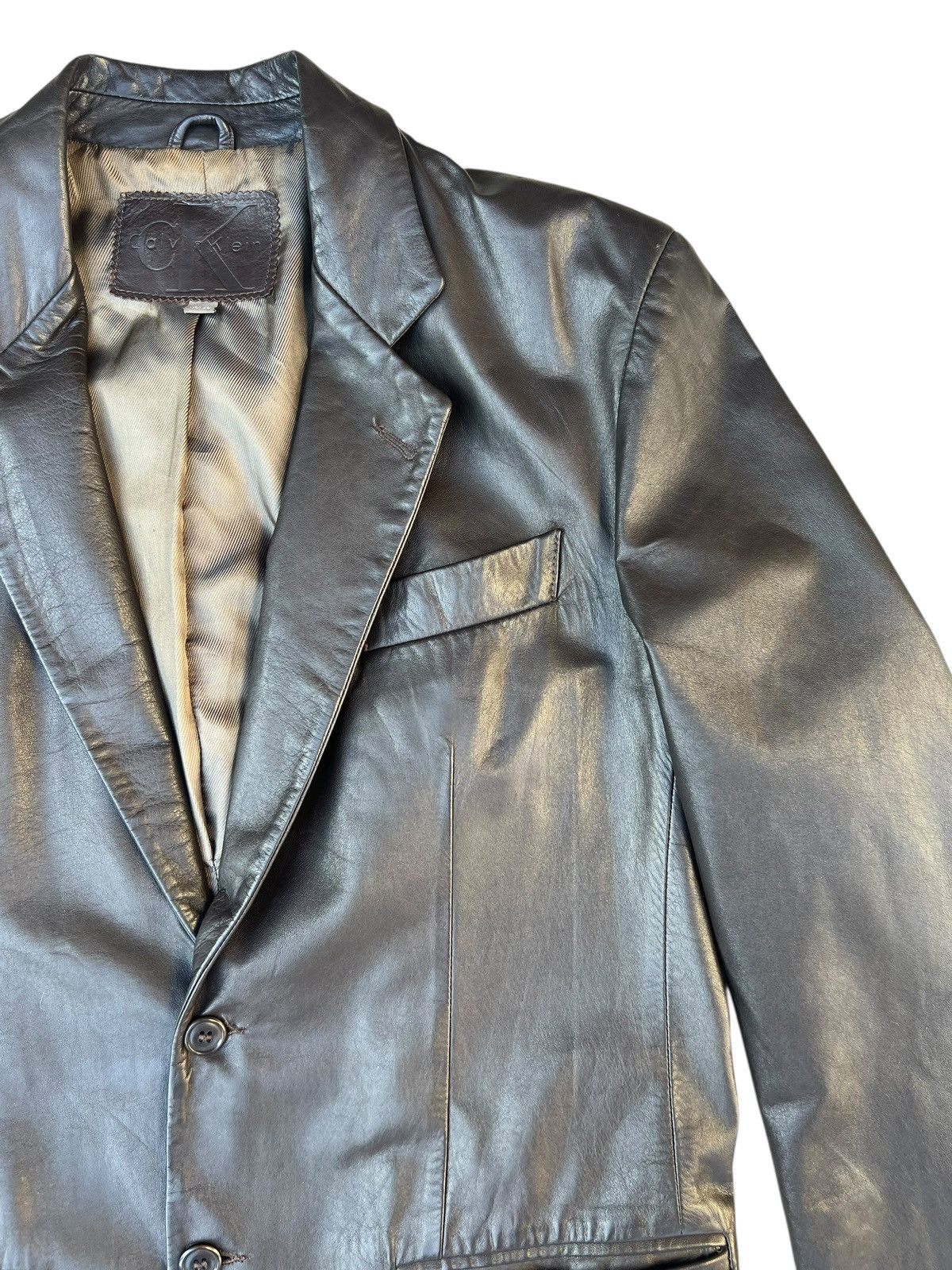 Calvin Klein Vintage CK Calvin Klein Italy Leather Coat Blazer Jacket Size US M / EU 48-50 / 2 - 9 Thumbnail
