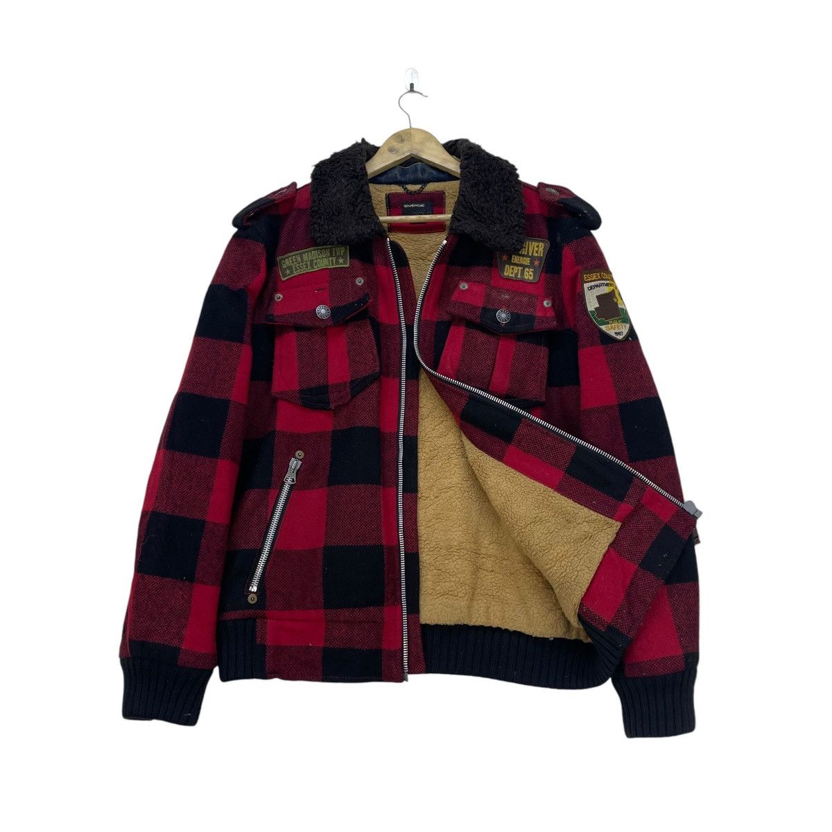 Energie × Le Grande Bleu (L.G.B.) × Sixty 💥Energie Gold X Sixty Fox River Pacth Plaid Shearling Size US L / EU 52-54 / 3 - 2 Thumbnail