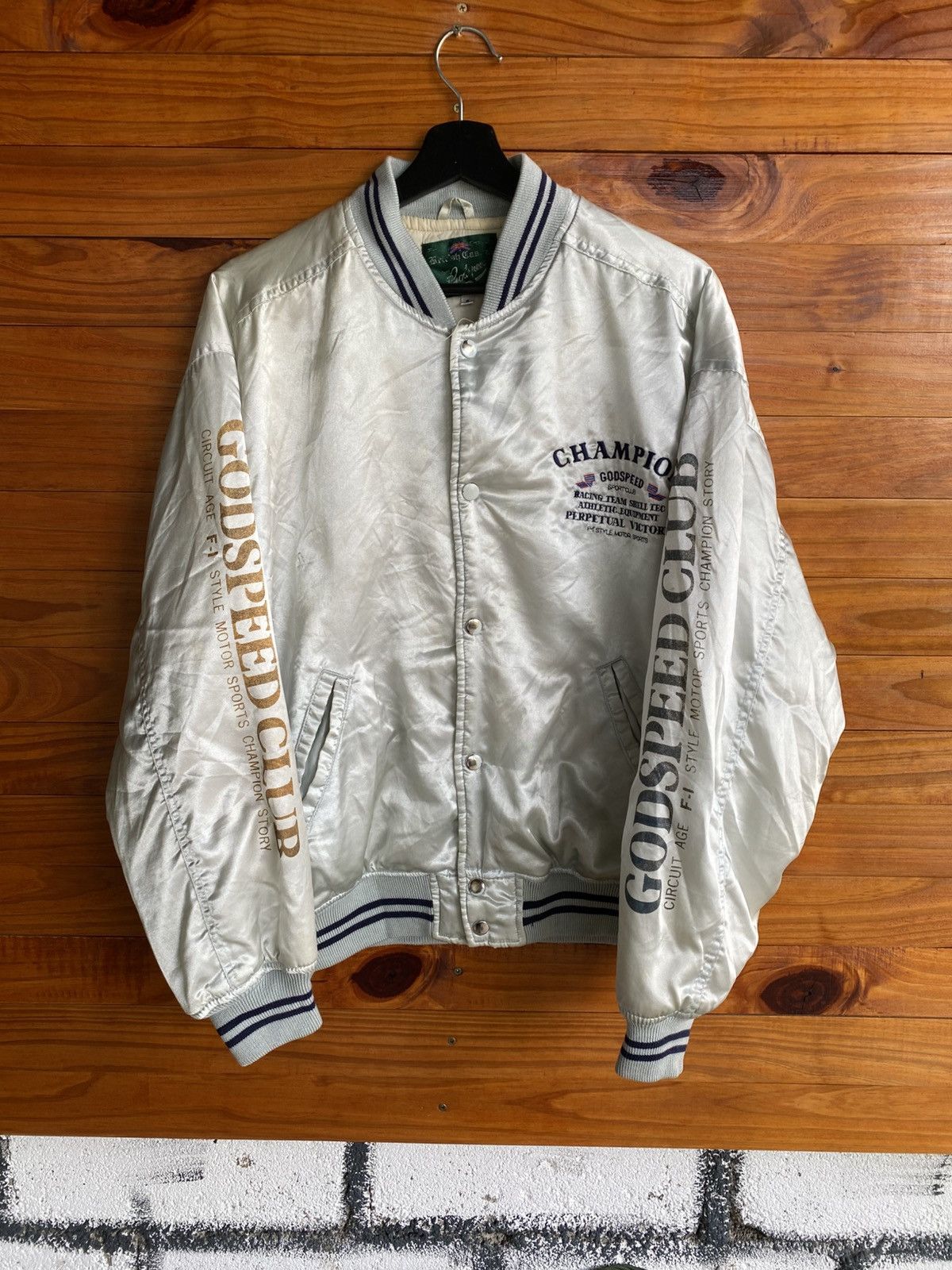 Godspeed Vintage British Club “Godspeed Champion” Satin Bomber Jacket Size US L / EU 52-54 / 3 - 7 Thumbnail