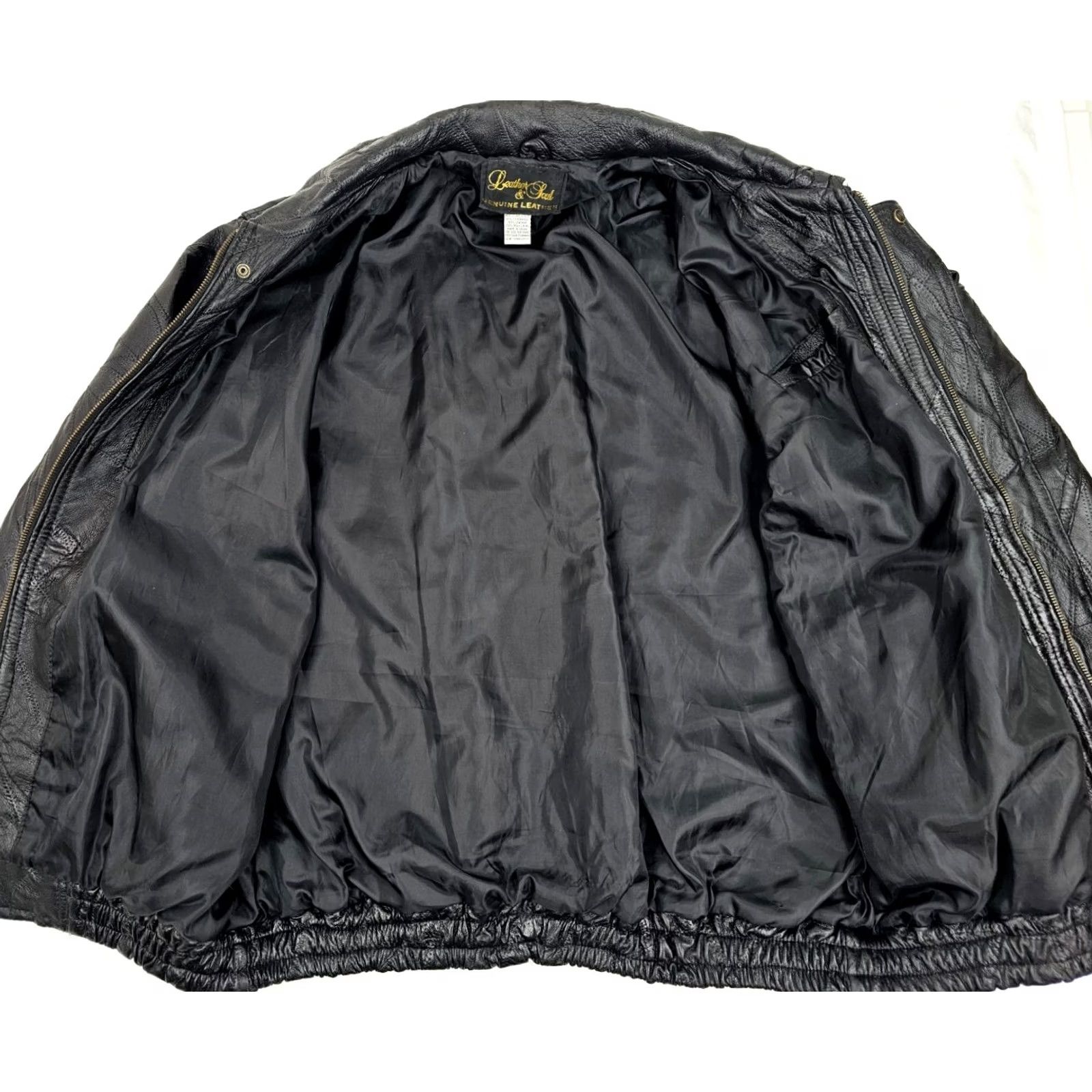 Vintage VINTAGE Leather & Soul Men's Genuine Leather Moto Bomber Jacket Jacket XXL Black Lined 80s 90s Motorcycle Biker Mens Size US XXL / EU 58 / 5 - 5 Thumbnail