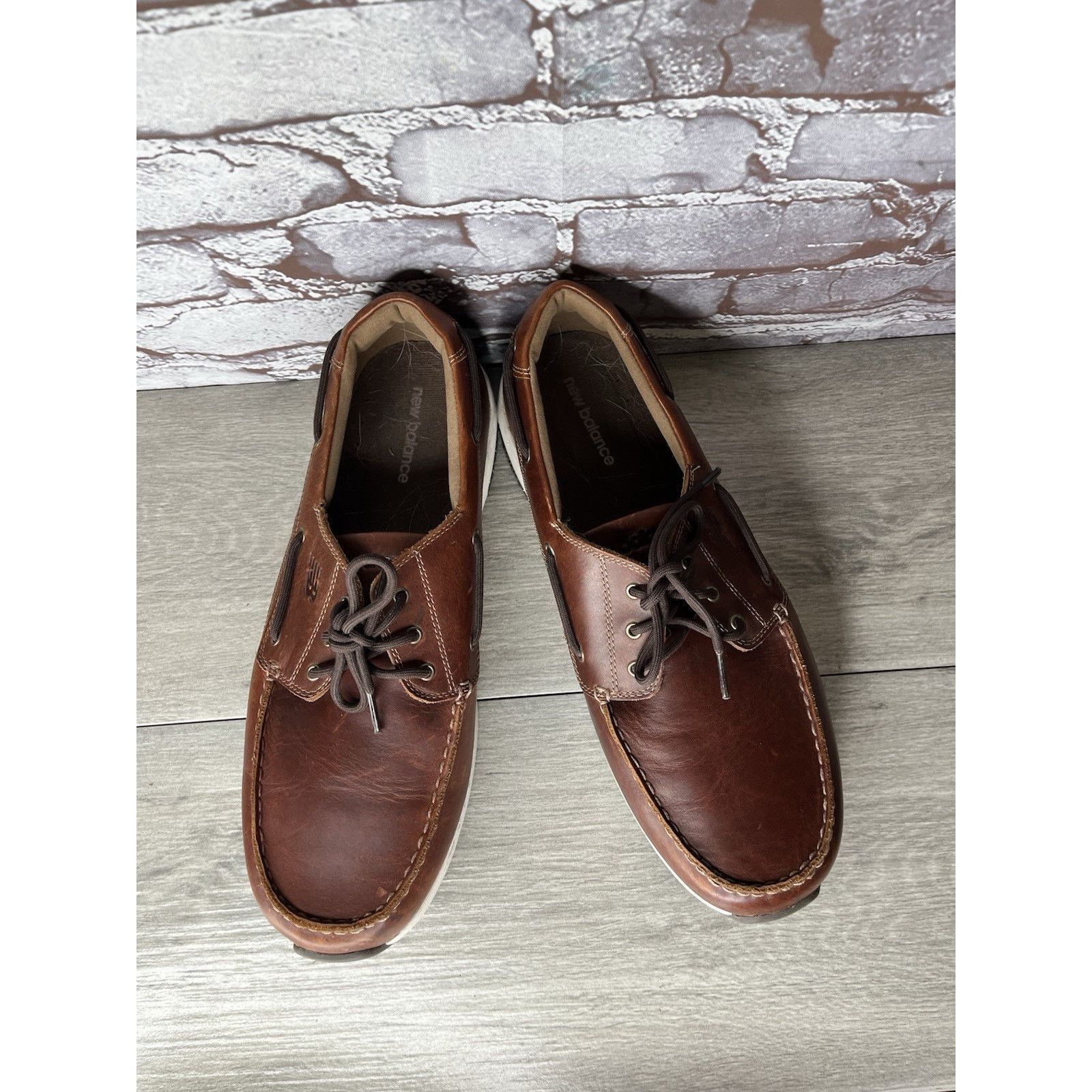New Balance New Balance Brown Leather Lace Walking Deck Loafers Men Sz 1 Size US 12.5 / EU 45-46 - 2 Thumbnail