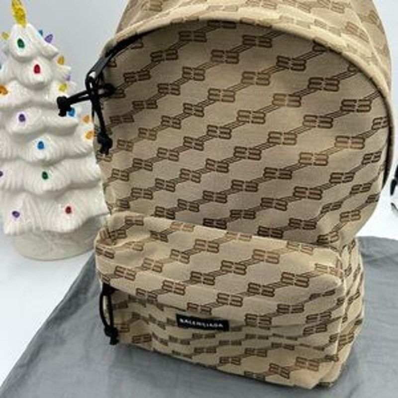 Unisex Balenciaga signature backpack in beige BB monogram