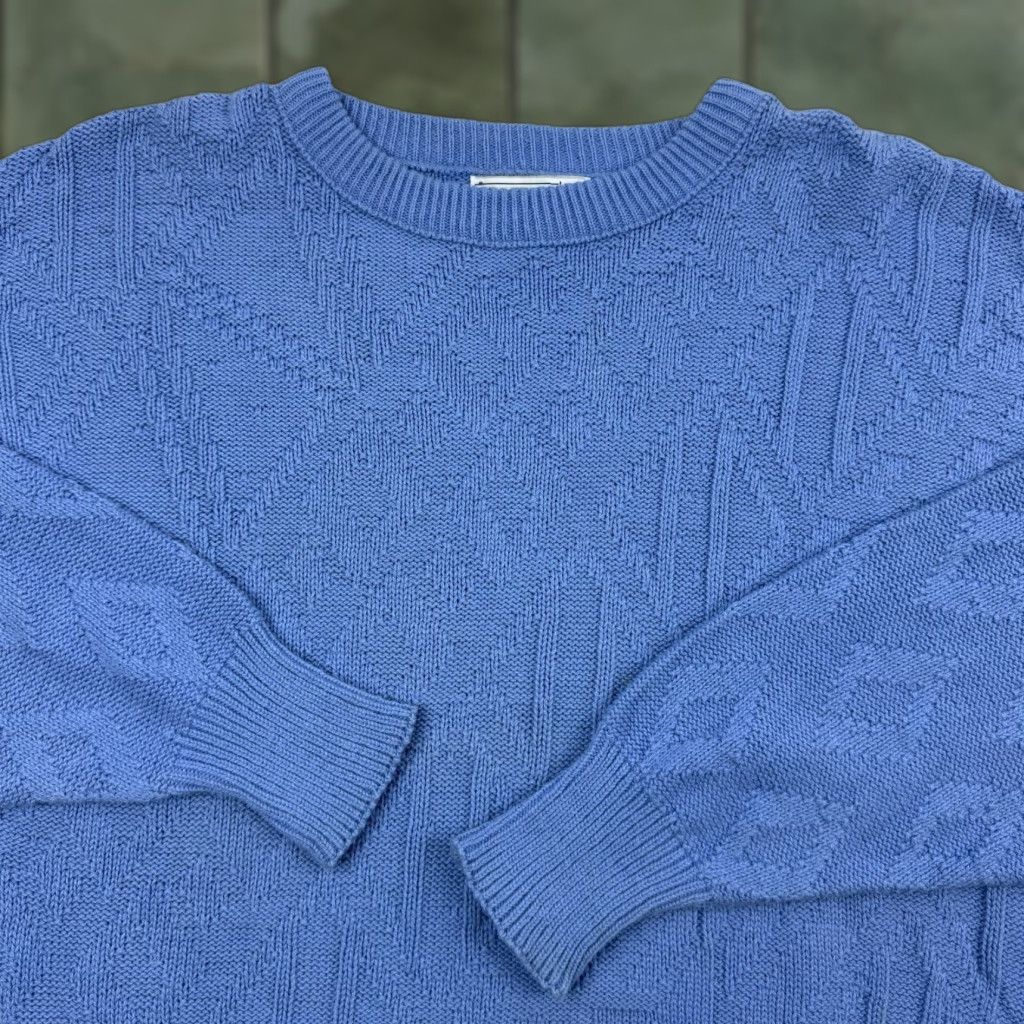 Vintage VINTAGE Le Tigre Sweater Adult Large Blue Knit 100% Cotton 80s 90s Mens Size US L / EU 52-54 / 3 - 1 Thumbnail